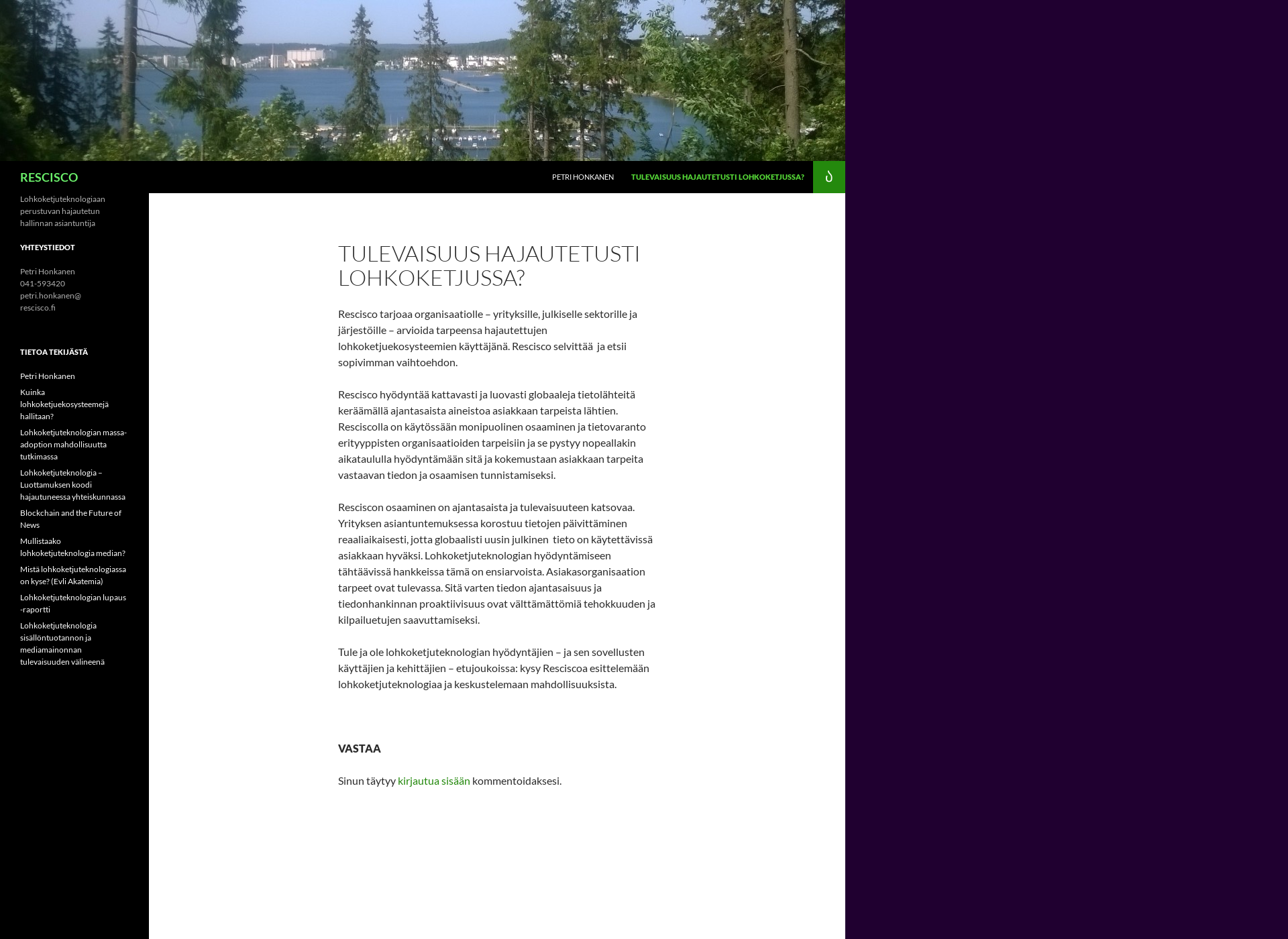 Skärmdump för rescisco.fi