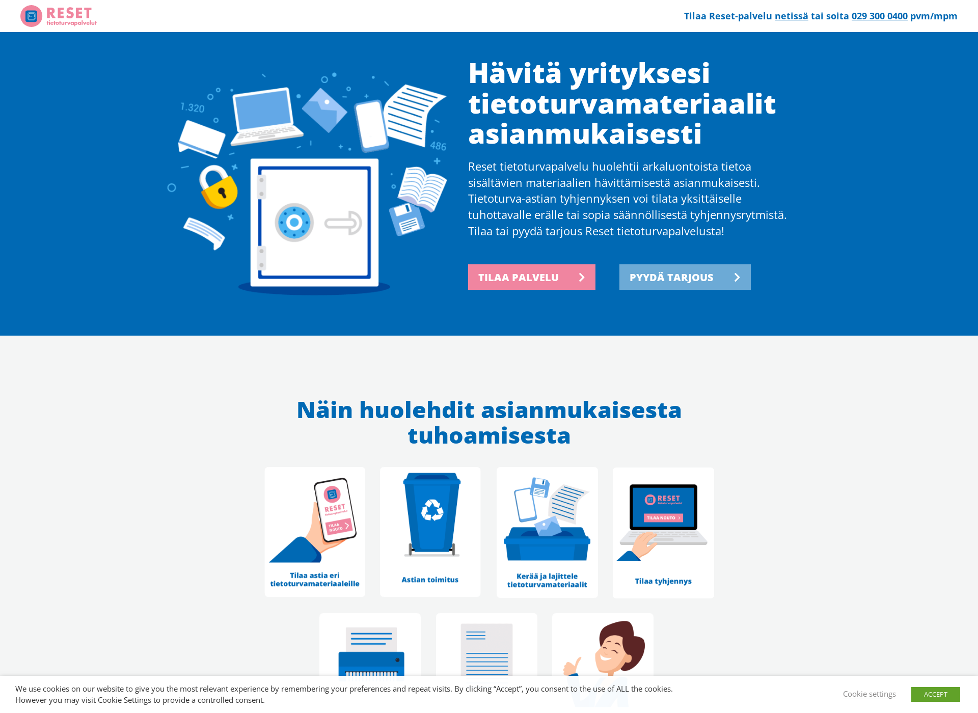 Skärmdump för reset.fi