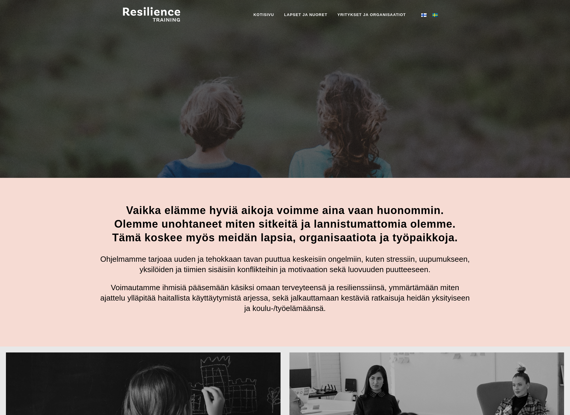 Skärmdump för resiliencetraining.fi