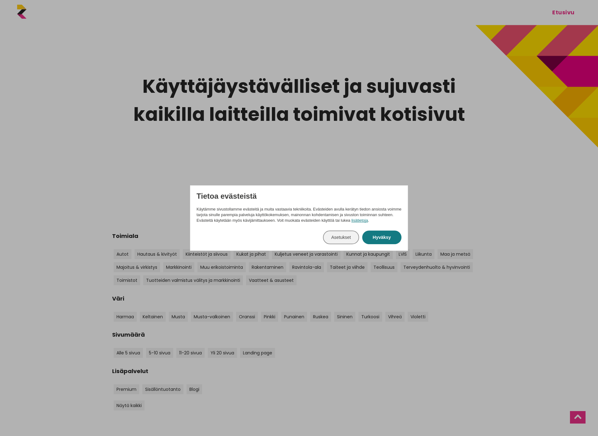 Skärmdump för responsiivisetsivut.fi