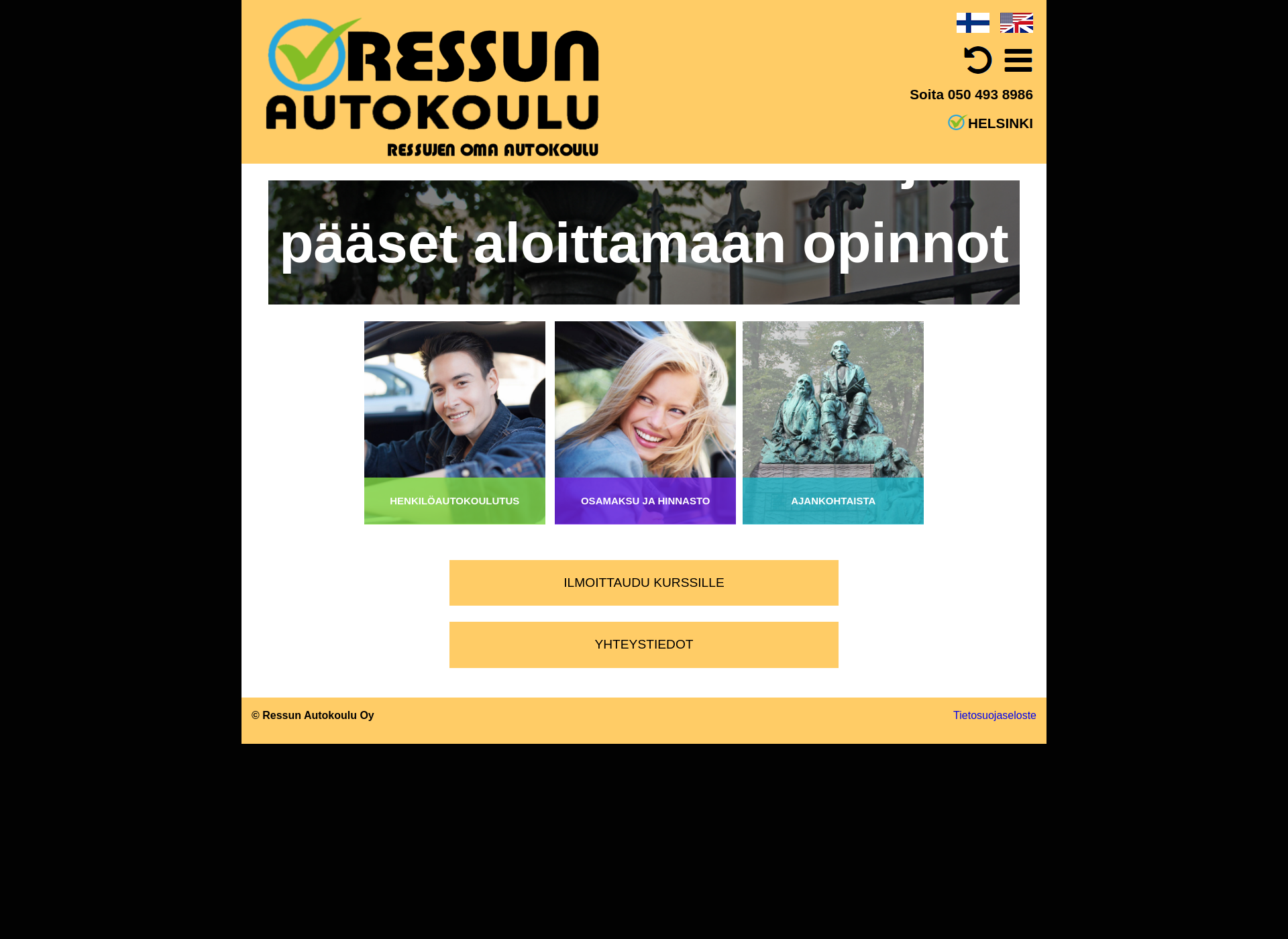 Skärmdump för ressunautokoulu.fi