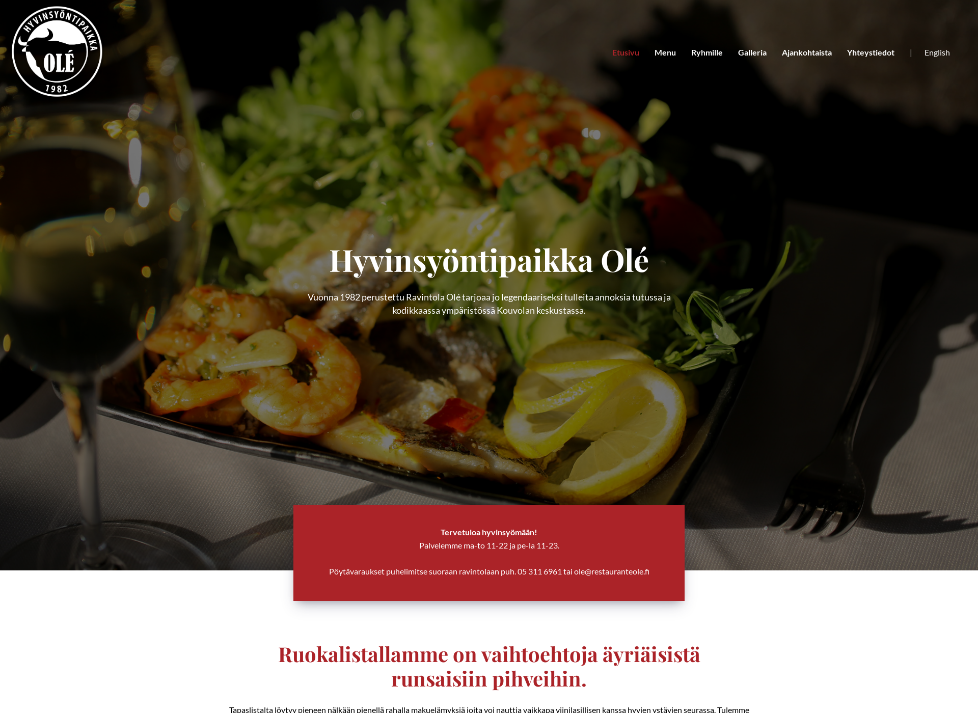 Screenshot for restauranteole.fi