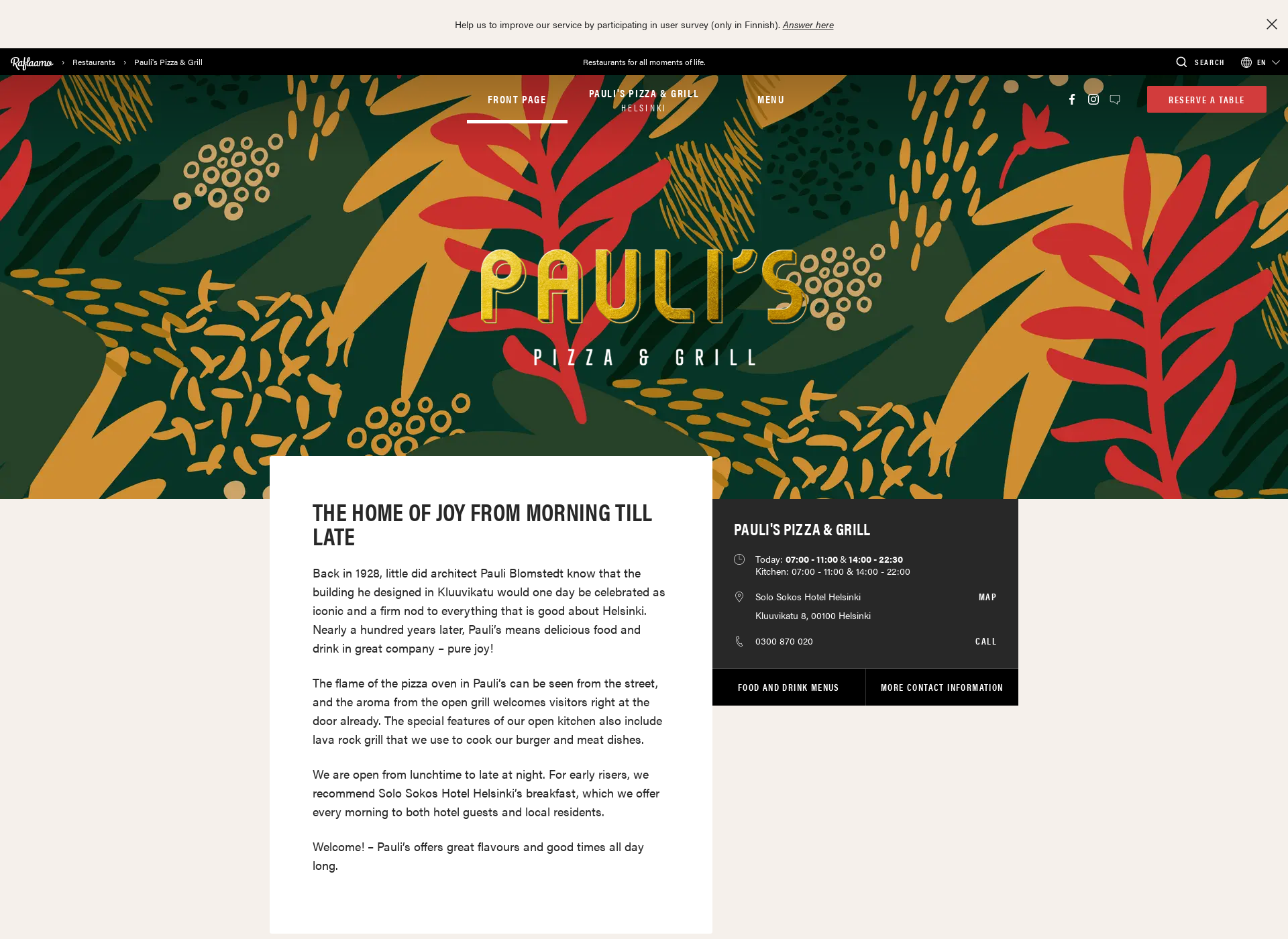 Screenshot for restaurantpaulis.fi