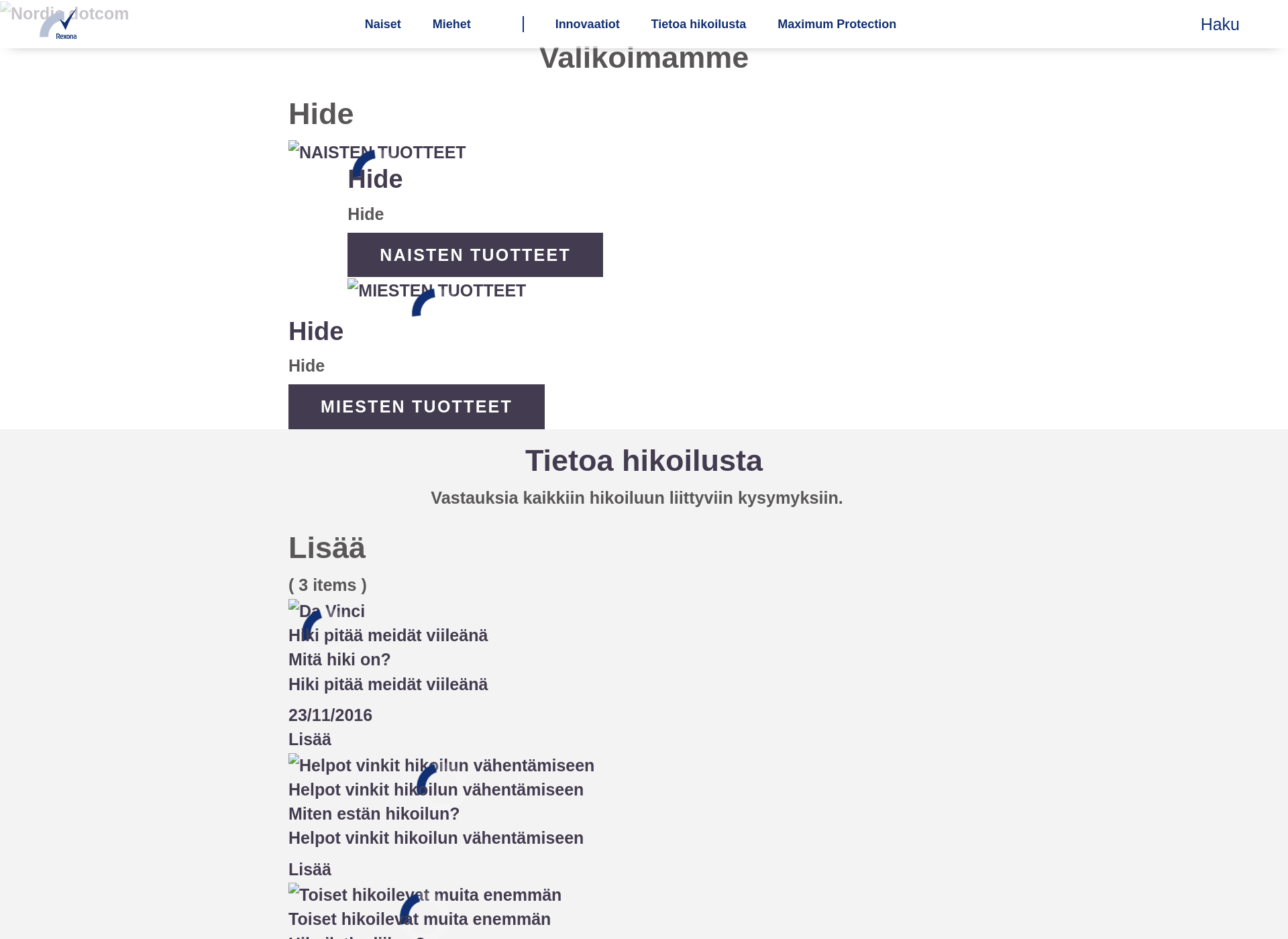 Skärmdump för rexona.fi