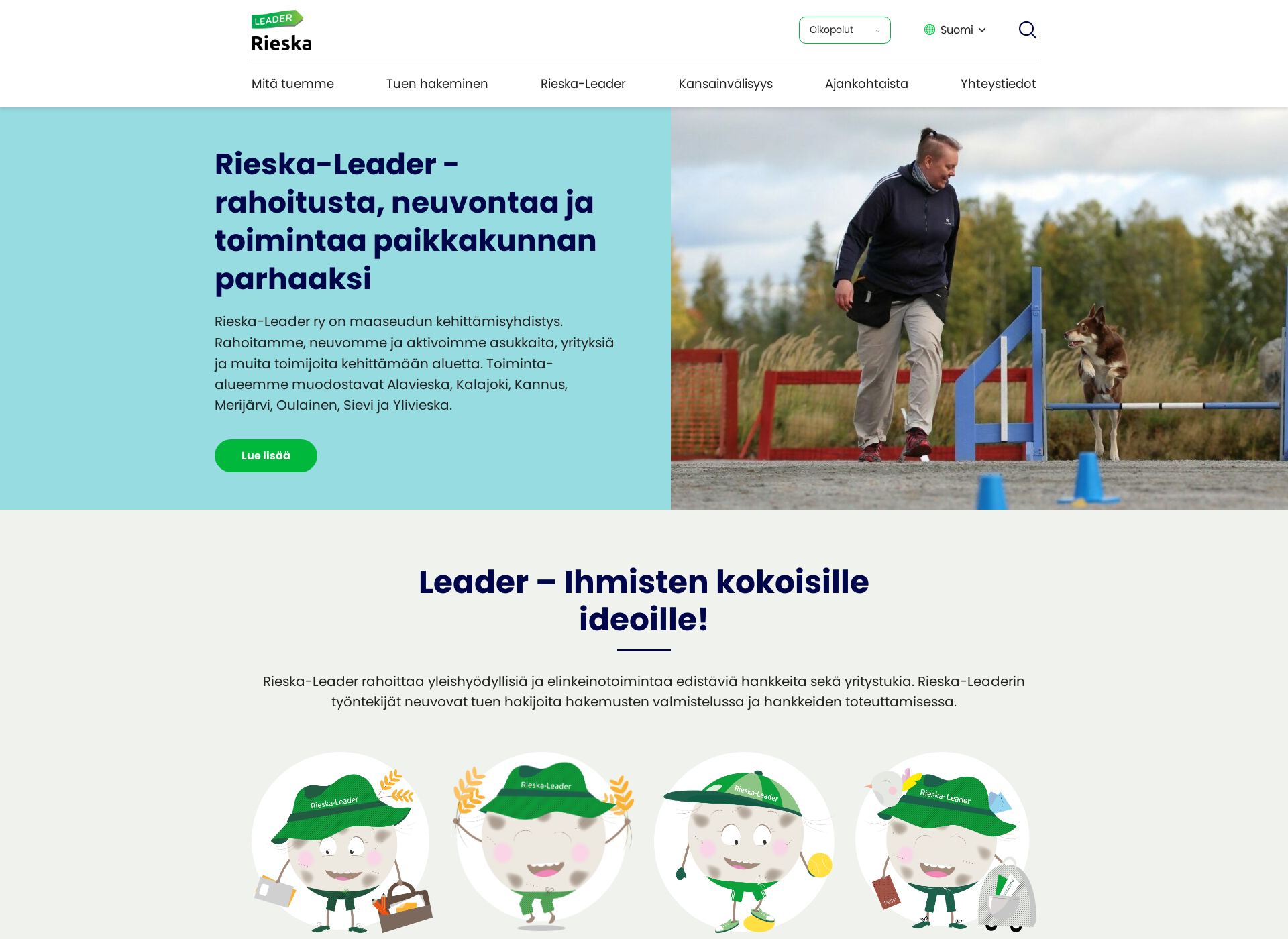 Skärmdump för rieskaleader.fi