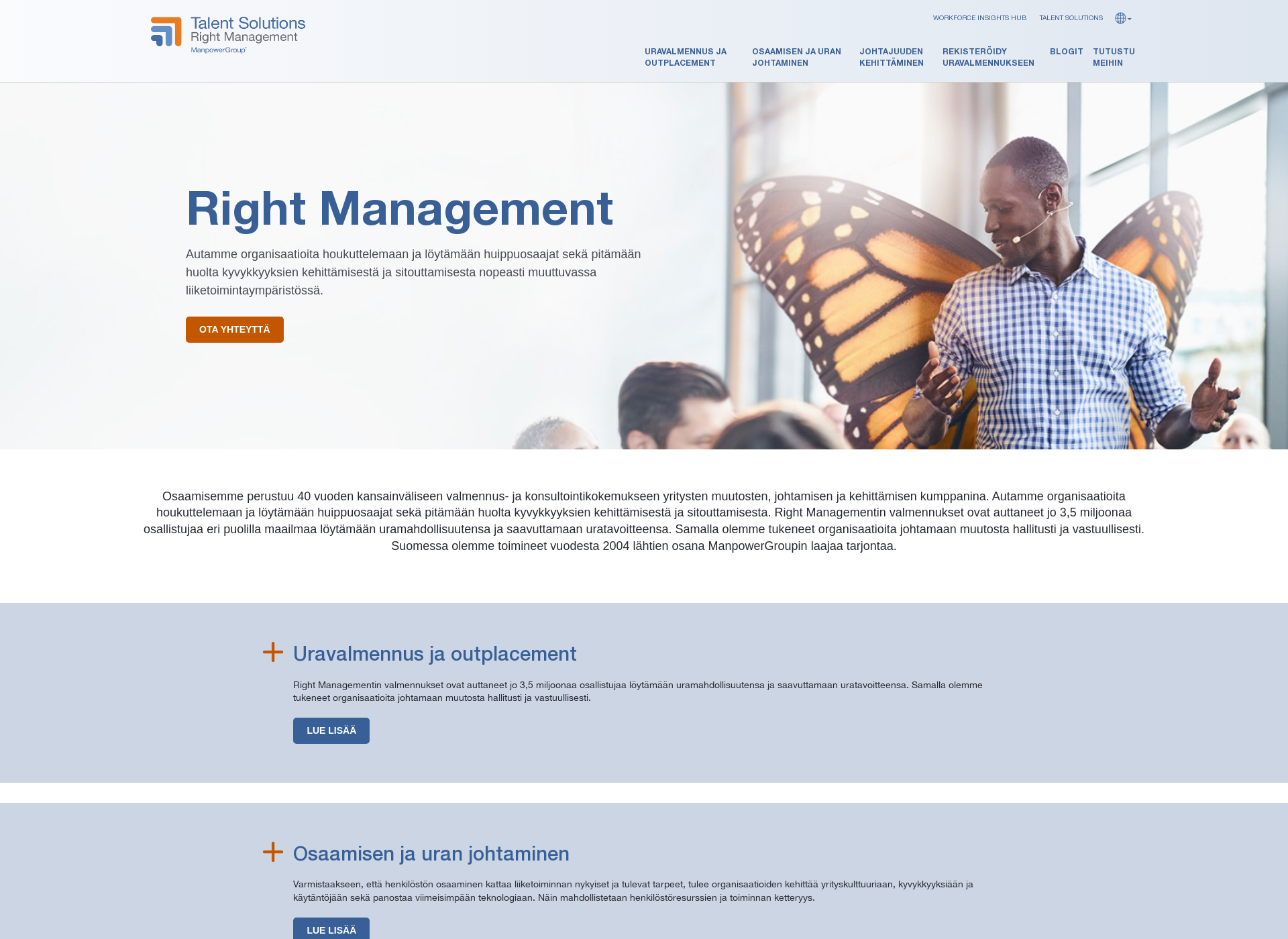 Skärmdump för rightmanagement.fi