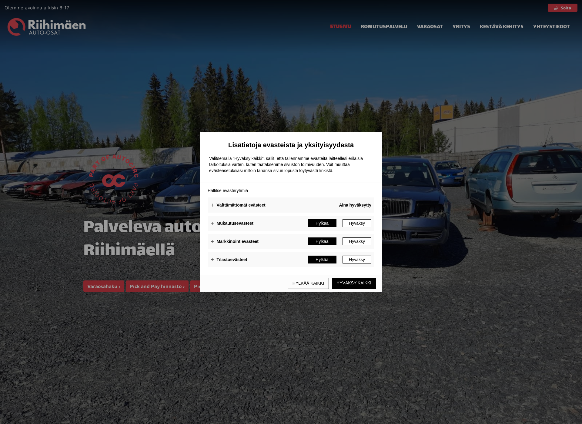 Skärmdump för riihimaenauto-osat.fi