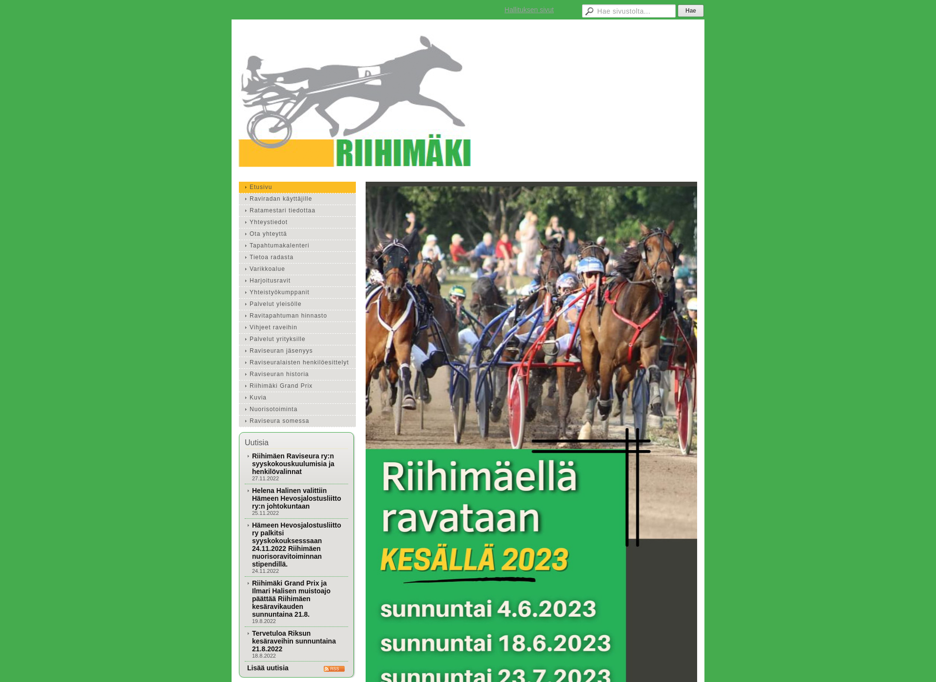 Skärmdump för riihimaenravit.fi