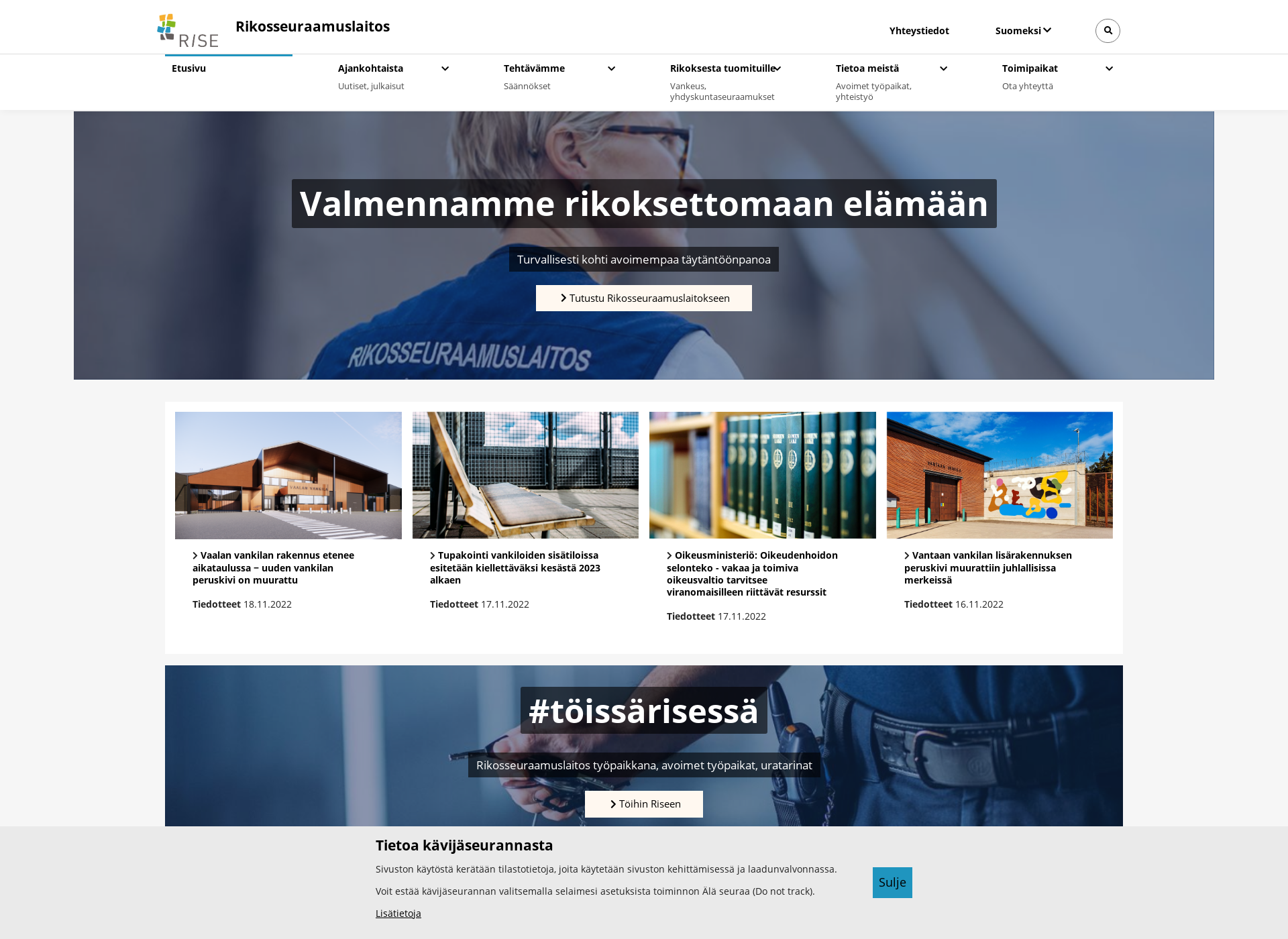 Skärmdump för rikosseuraamuslaitos.fi