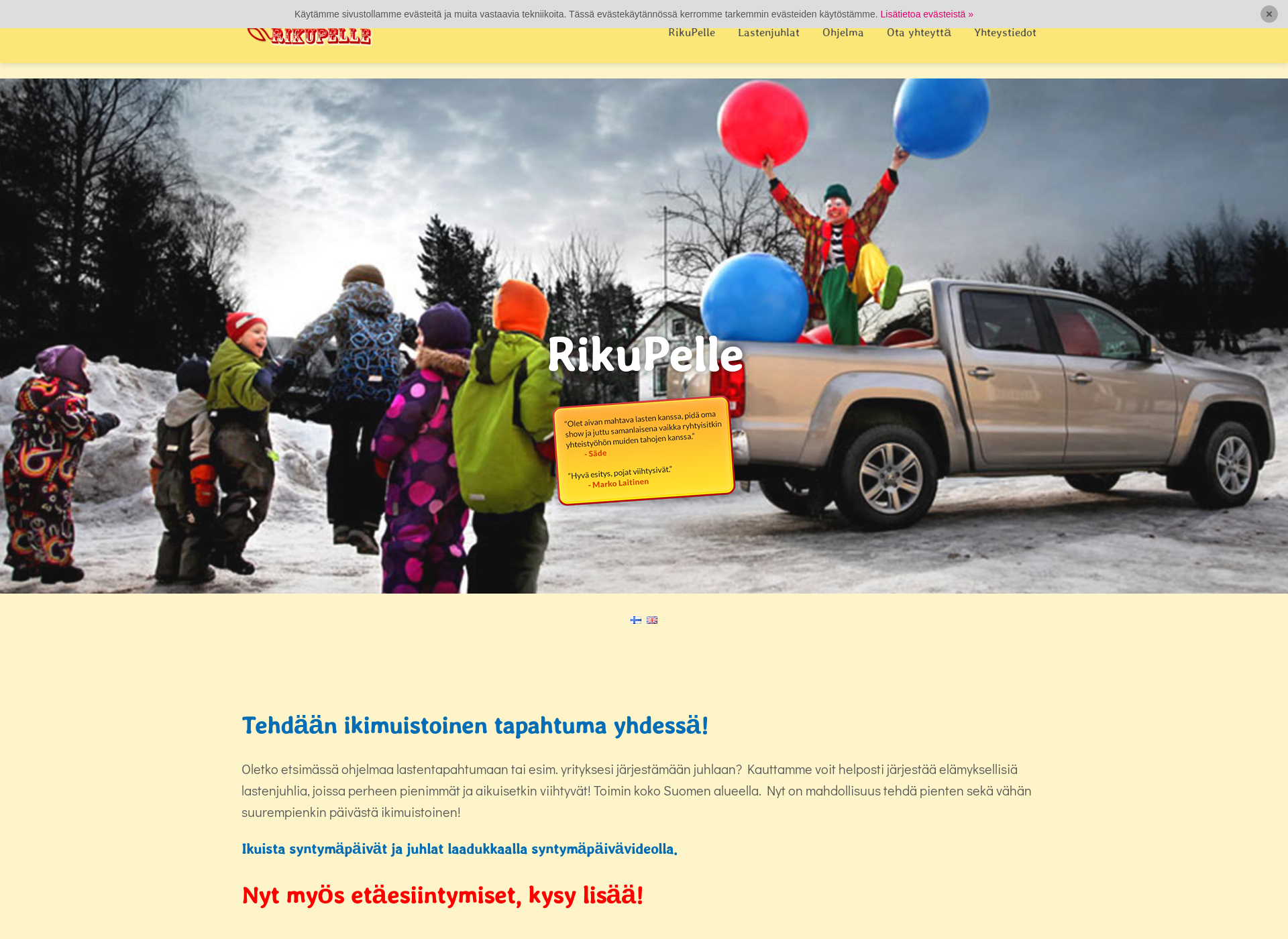 Skärmdump för rikupelle.fi