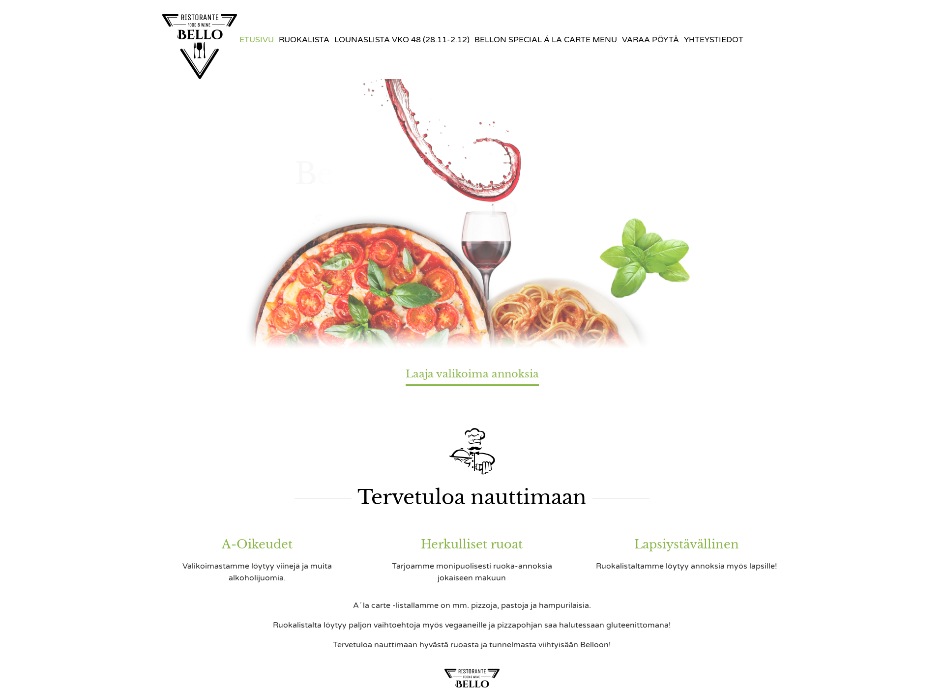 Screenshot for ristorantebello.fi