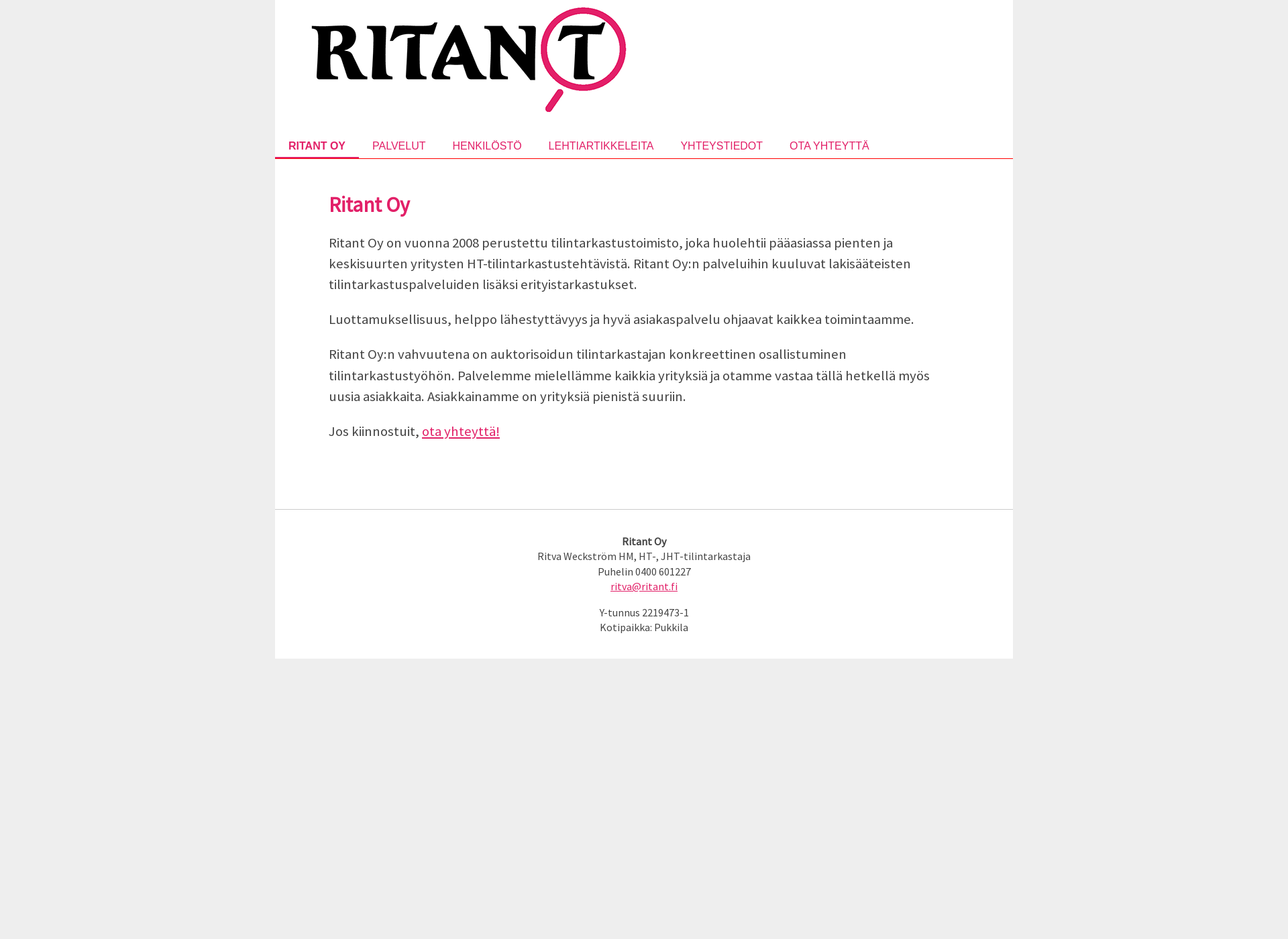 Screenshot for ritant.fi