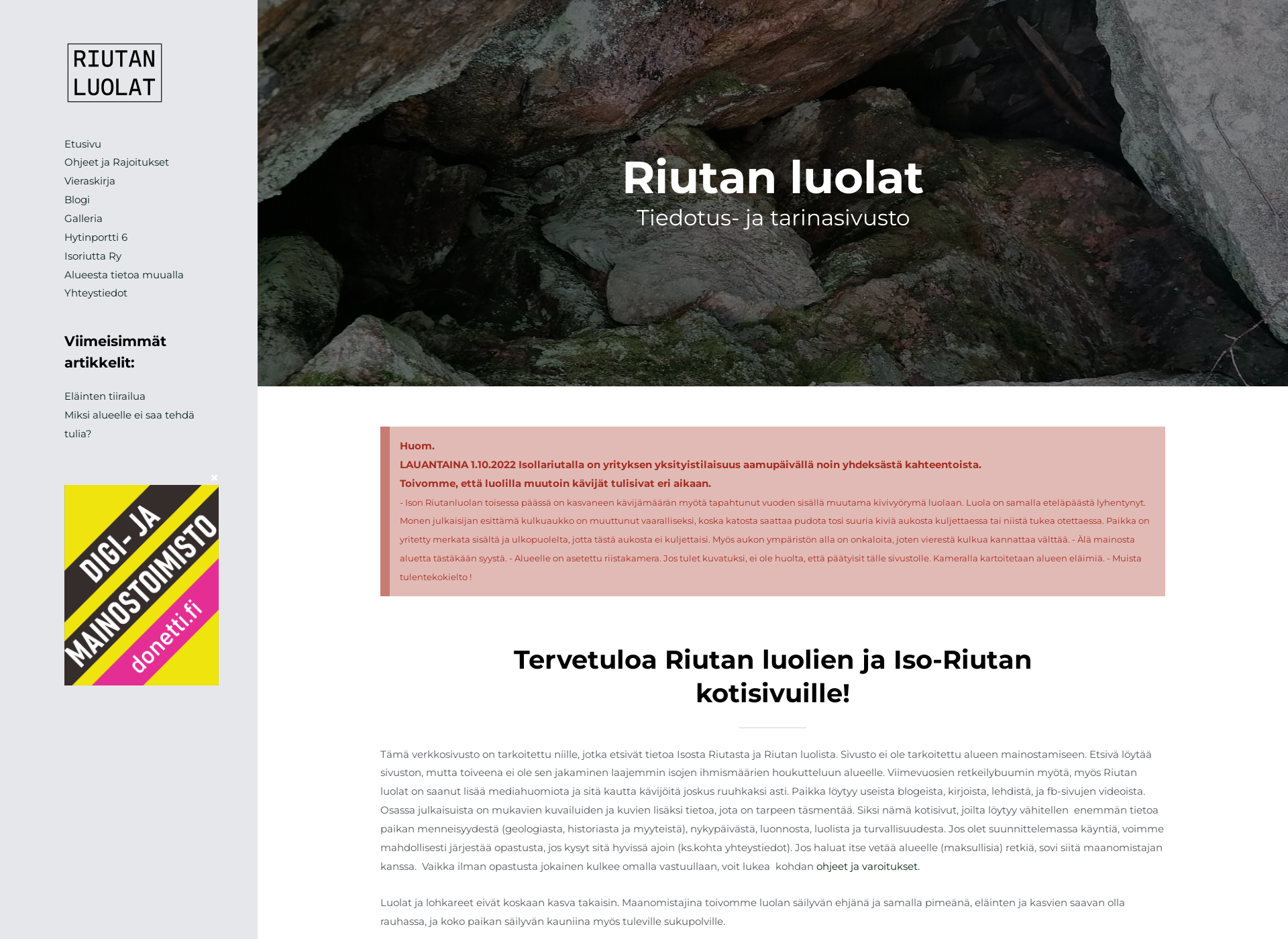 Screenshot for riutanluolat.fi