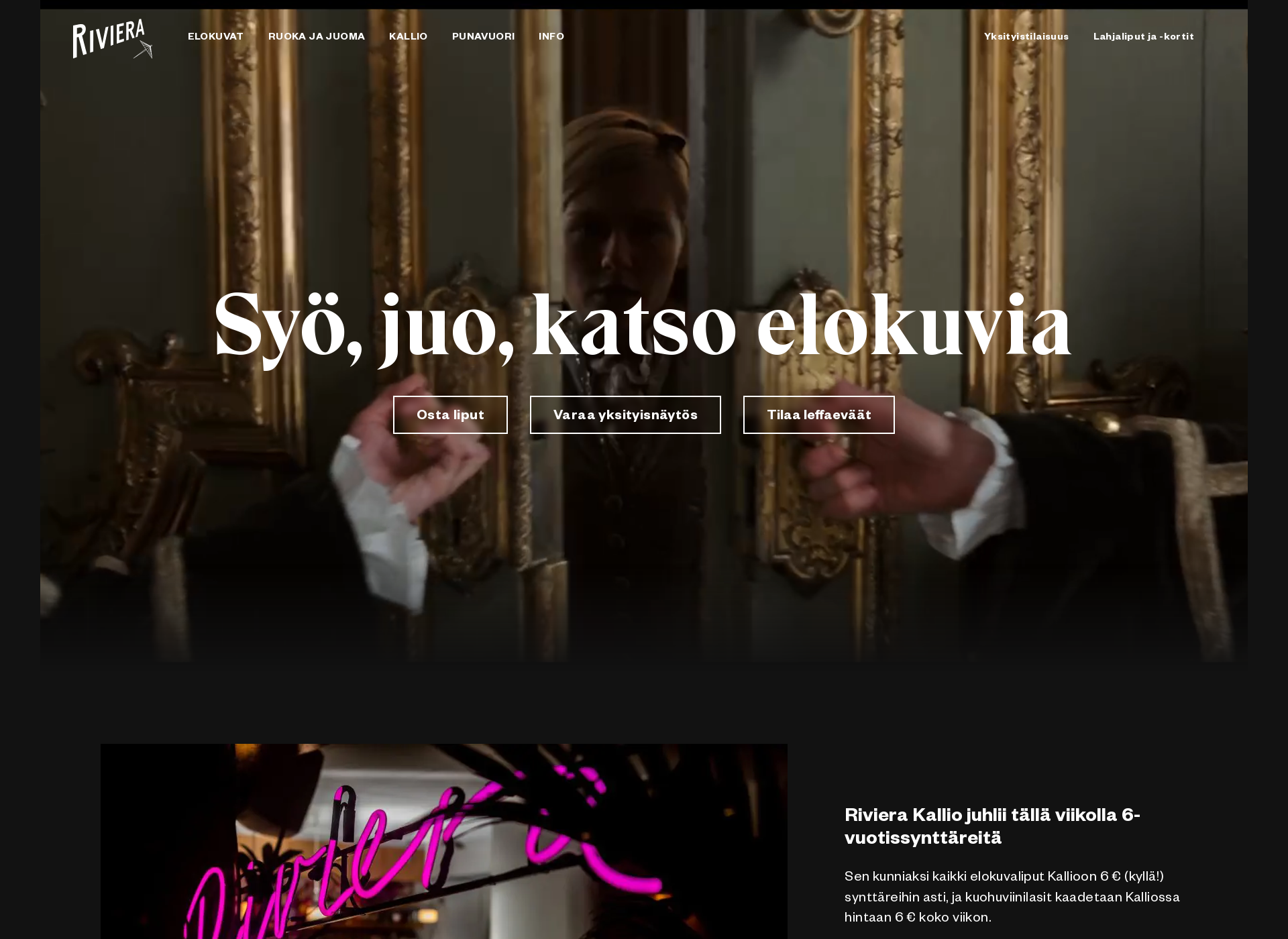 Screenshot for rivieracinemas.fi