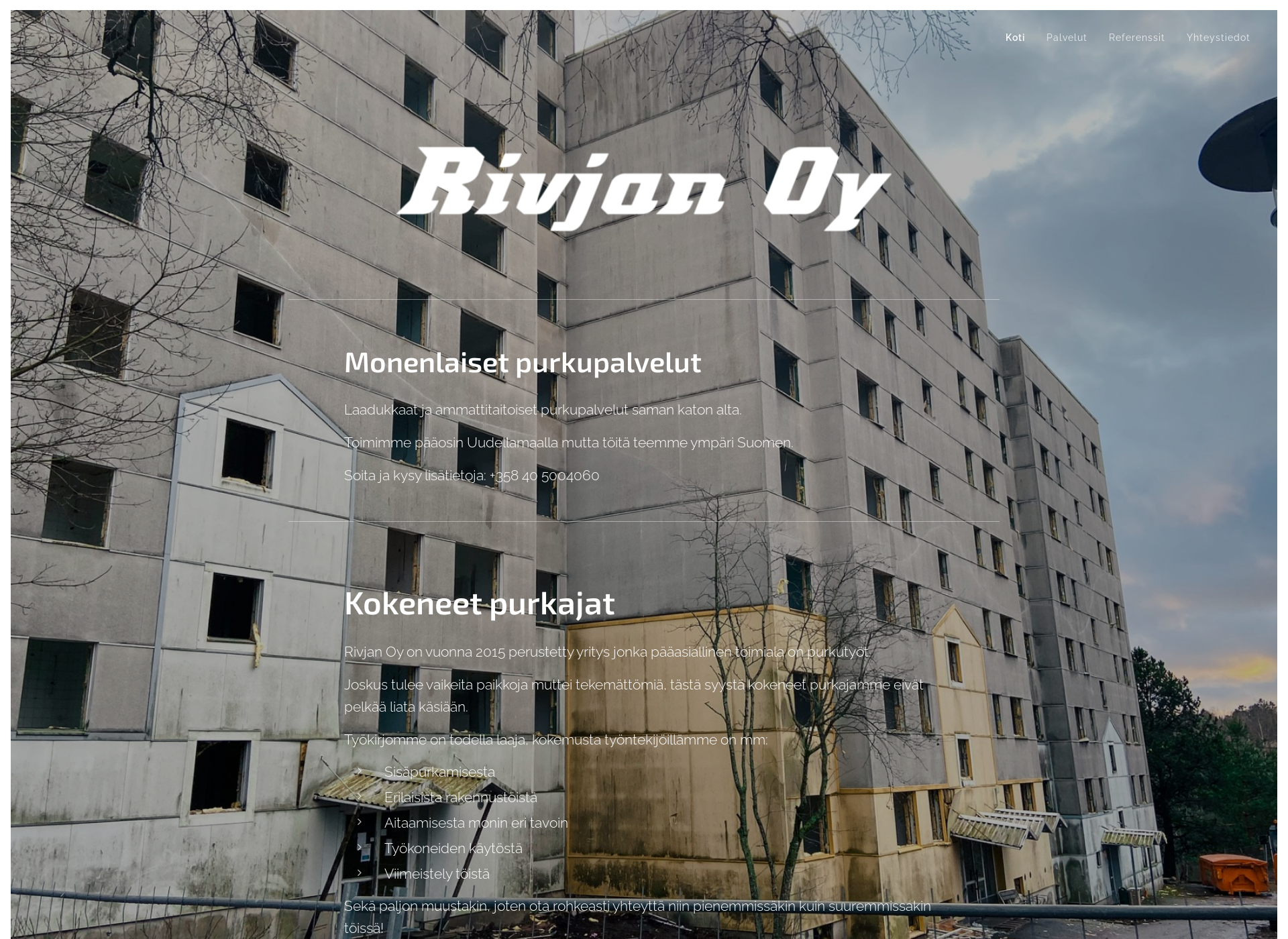 Screenshot for rivjan.fi