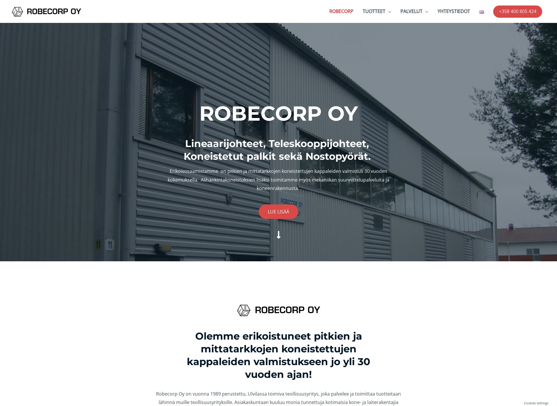 Skärmdump för robecorp.fi