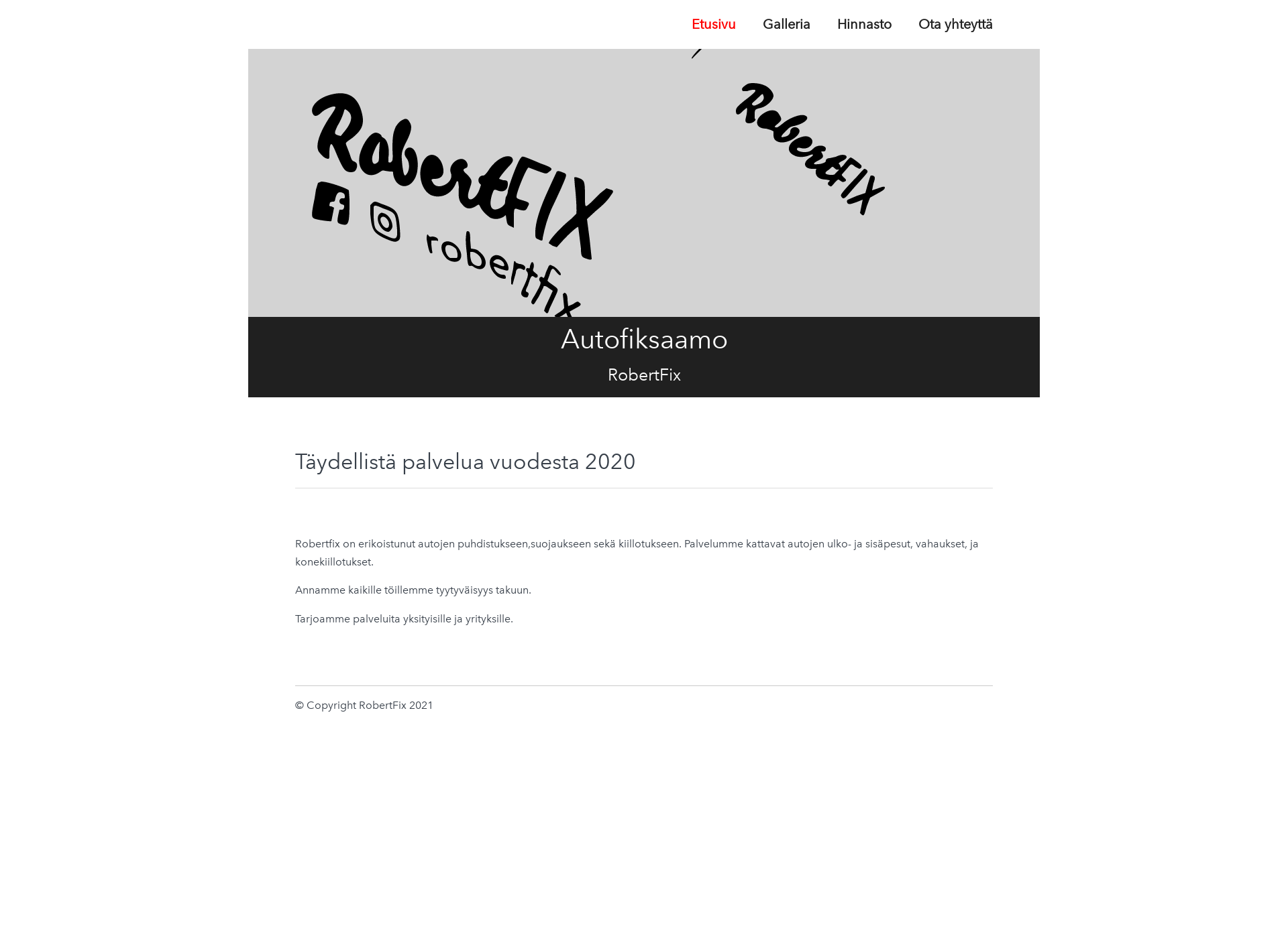 Skärmdump för robertfix.fi