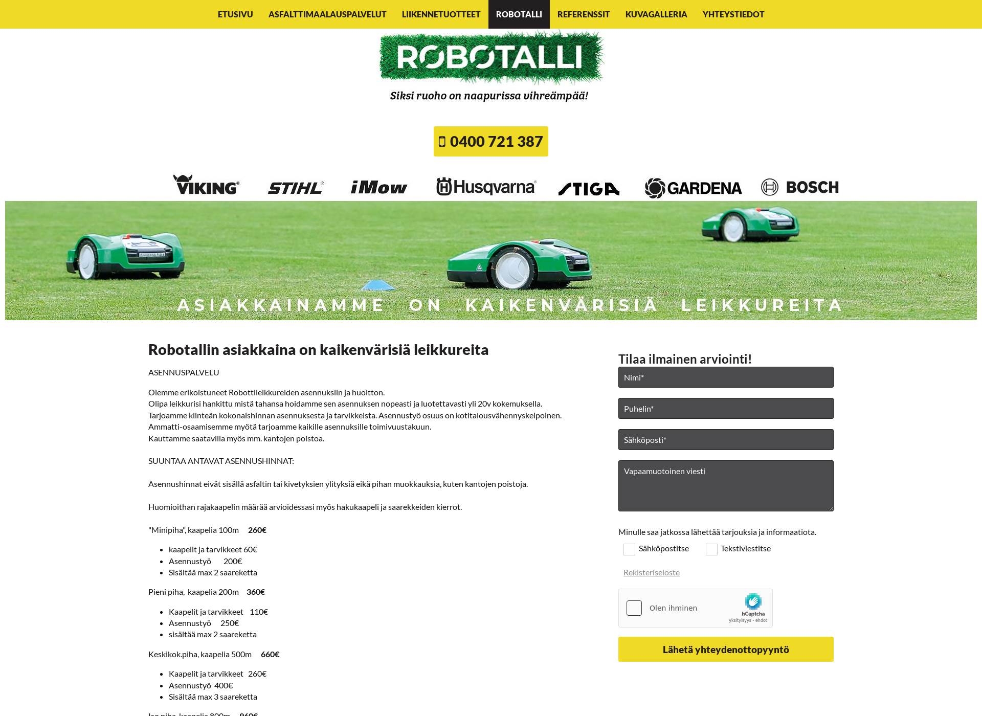 Skärmdump för robotalli.fi