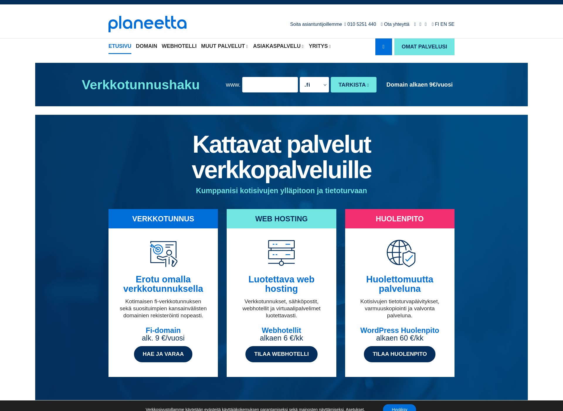 Skärmdump för robottila.fi