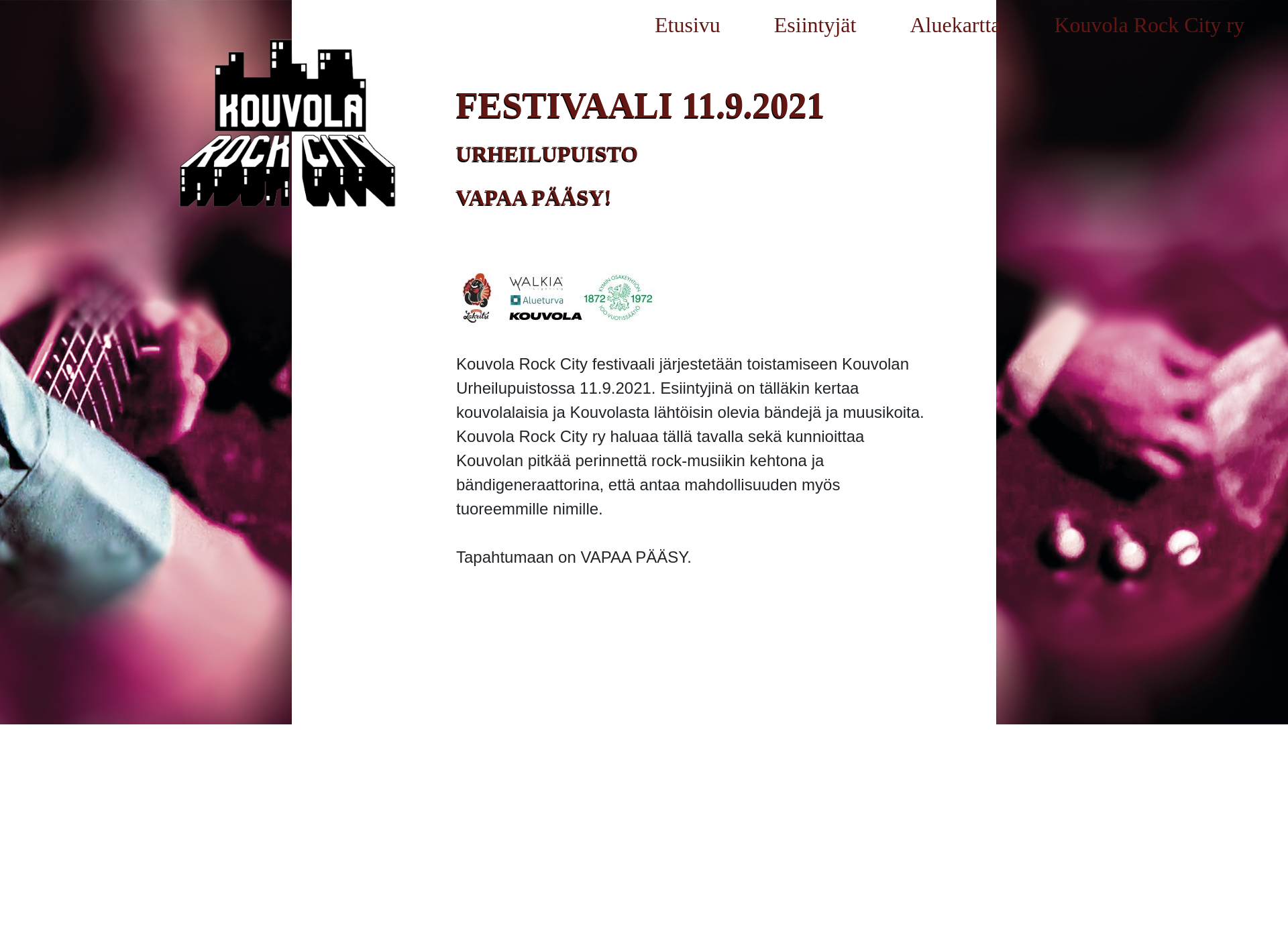 Skärmdump för rockcity.fi
