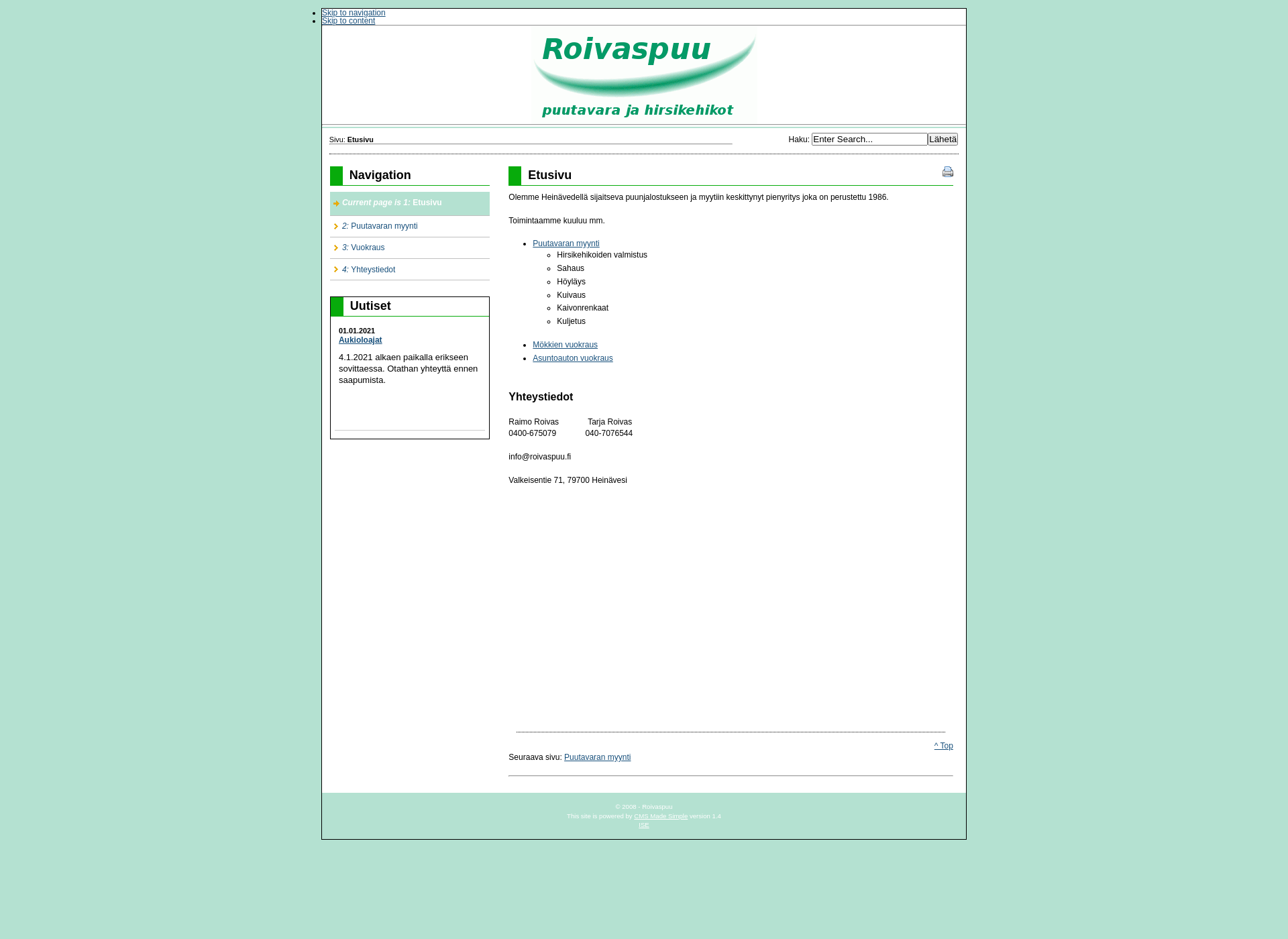 Screenshot for roivaspuu.fi