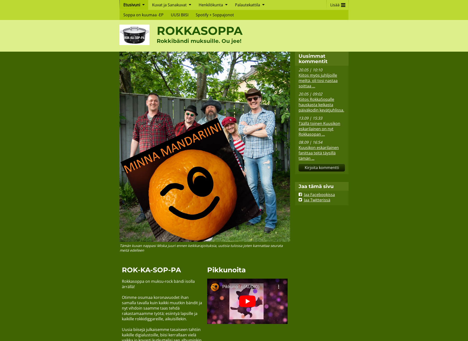 Skärmdump för rokkasoppa.fi
