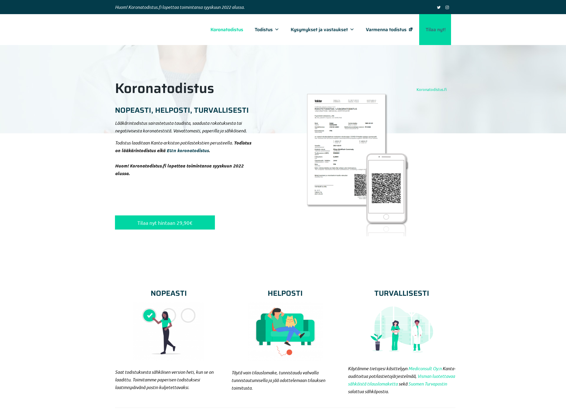 Screenshot for rokotustodistus.fi