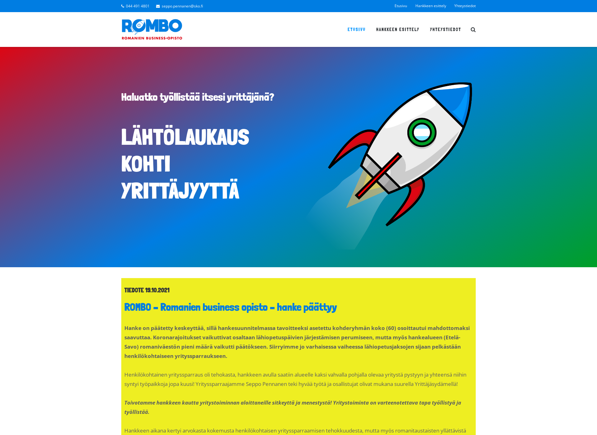 Skärmdump för rombo.fi