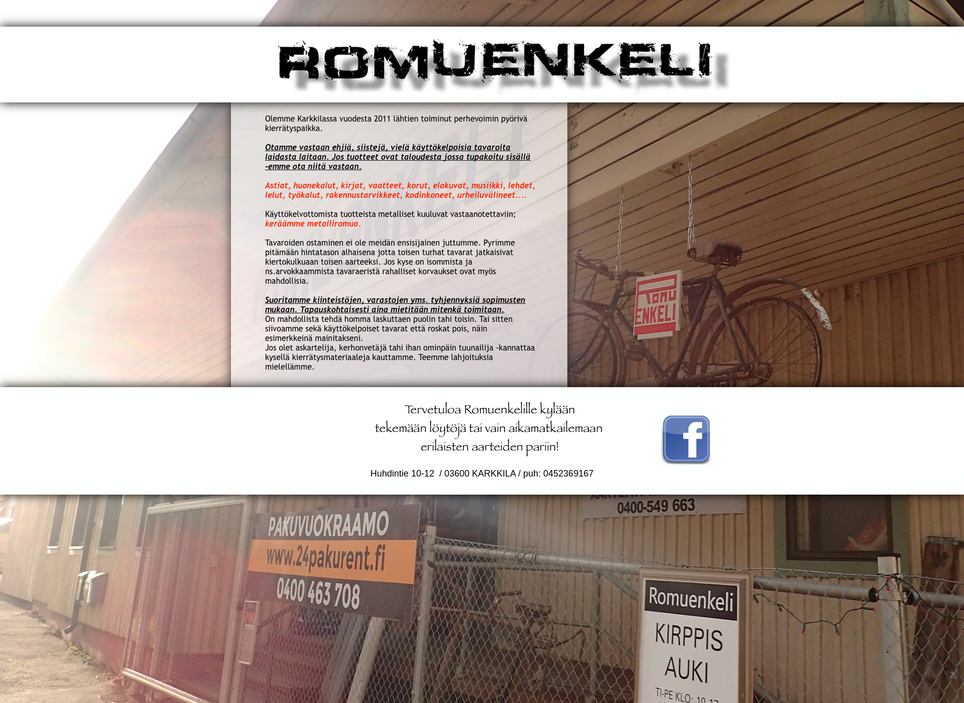 Skärmdump för romuenkeli.fi