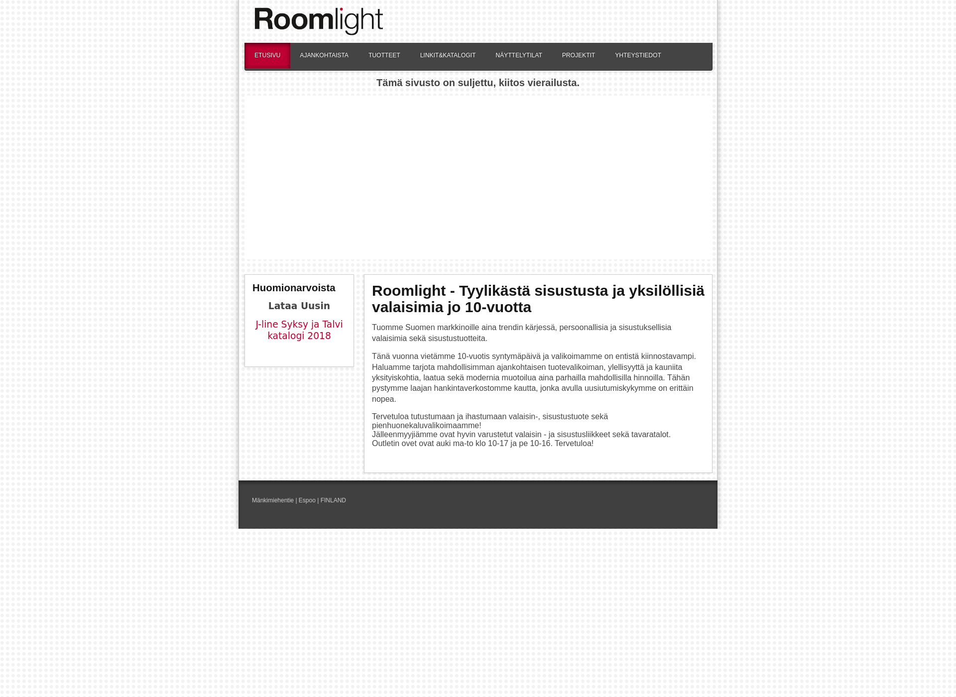 Skärmdump för roomlight.fi