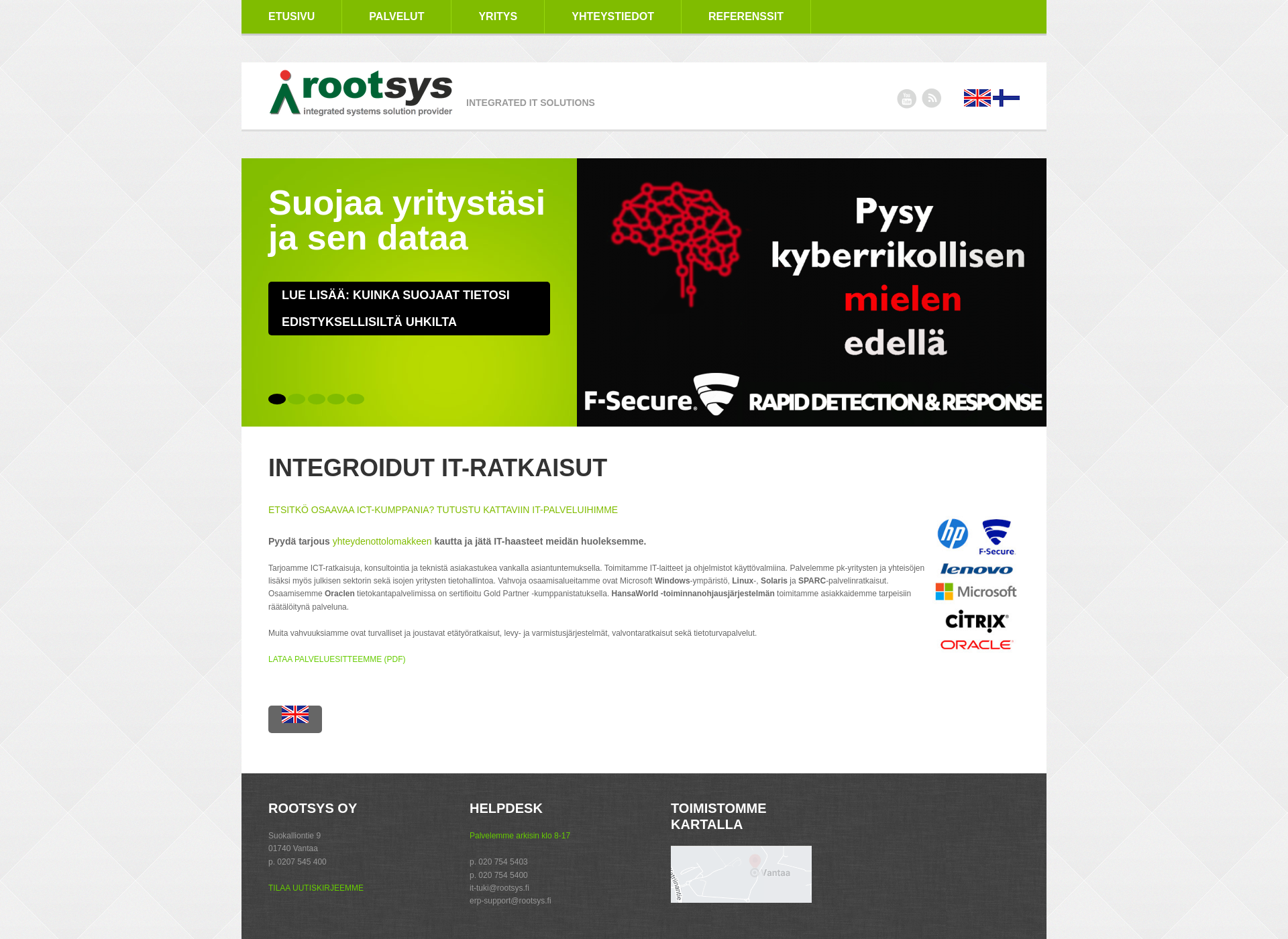 Skärmdump för rootsys.fi