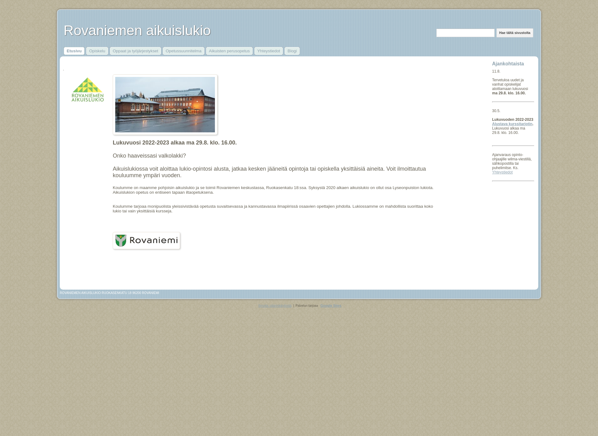 Screenshot for rovaniemenaikuislukio.fi