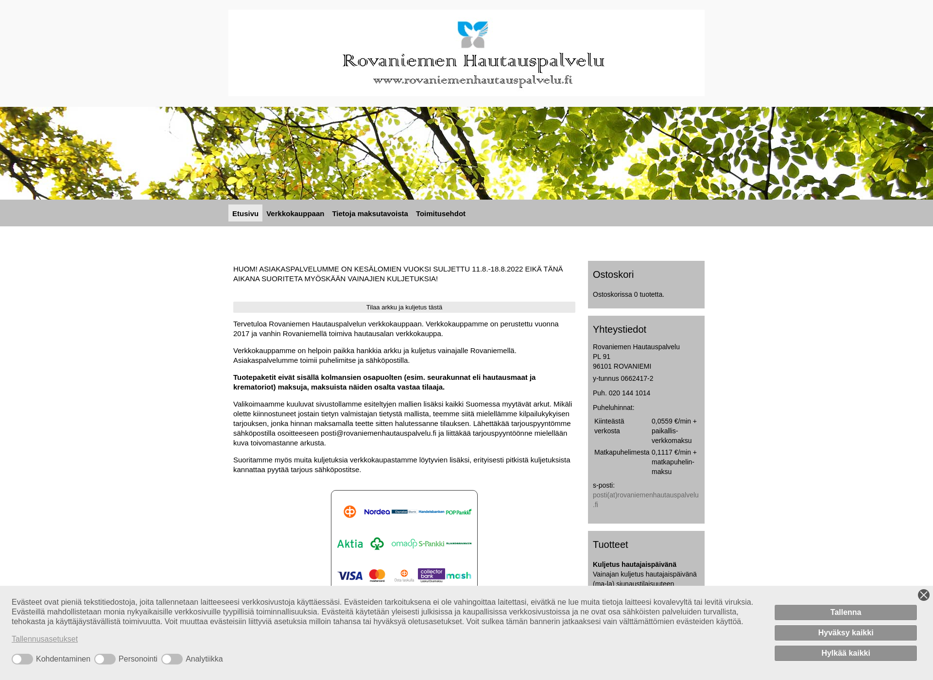 Screenshot for rovaniemenhautauspalvelu.fi