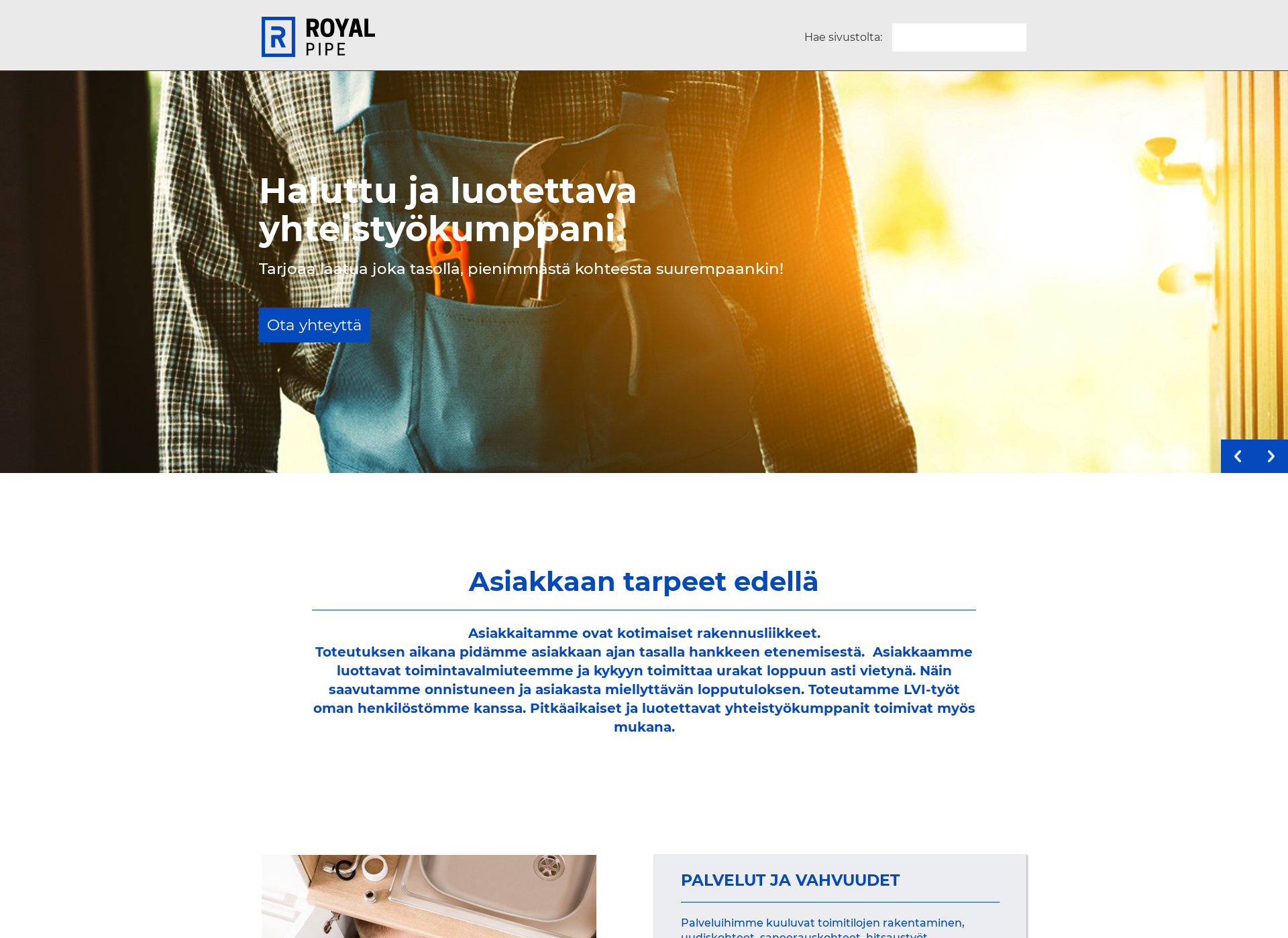 Skärmdump för royalpipe.fi