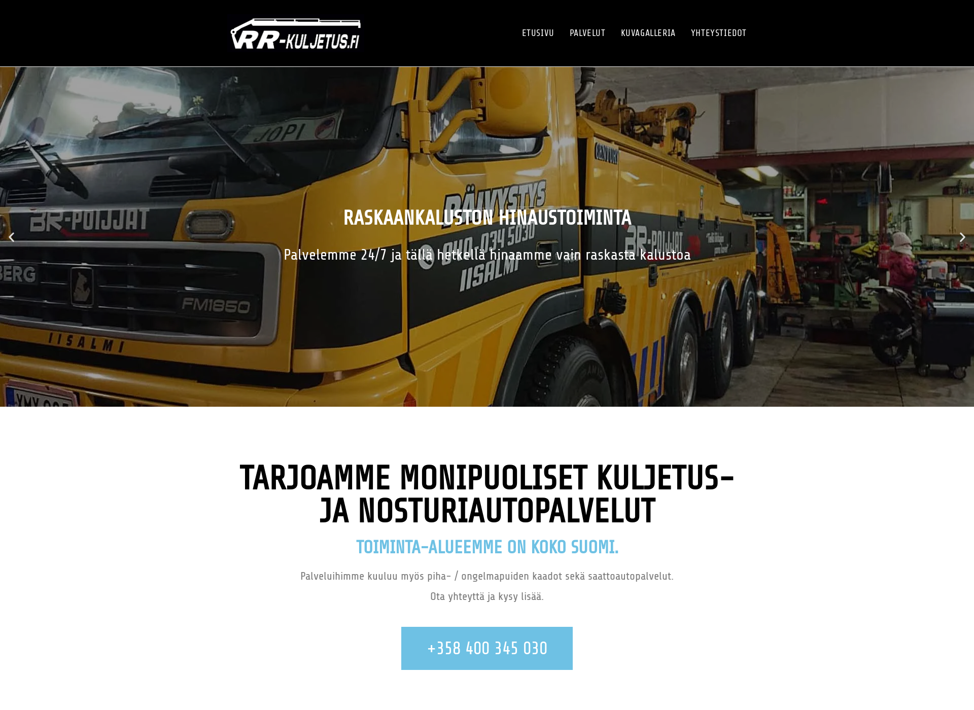 Skärmdump för rr-kuljetus.fi