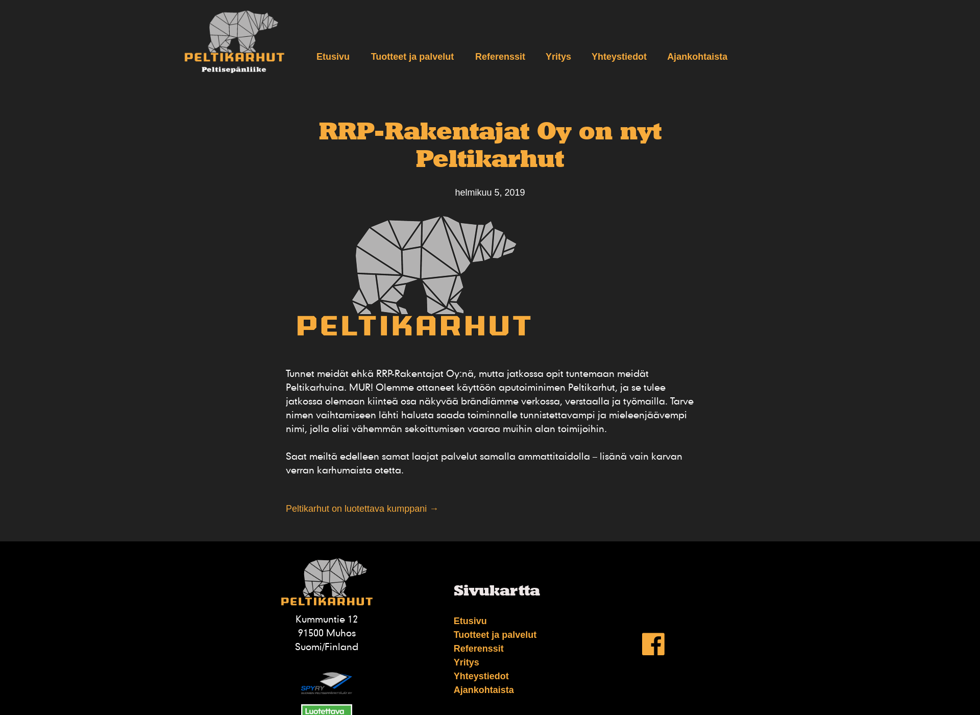 Skärmdump för rrp-rakentajat.fi