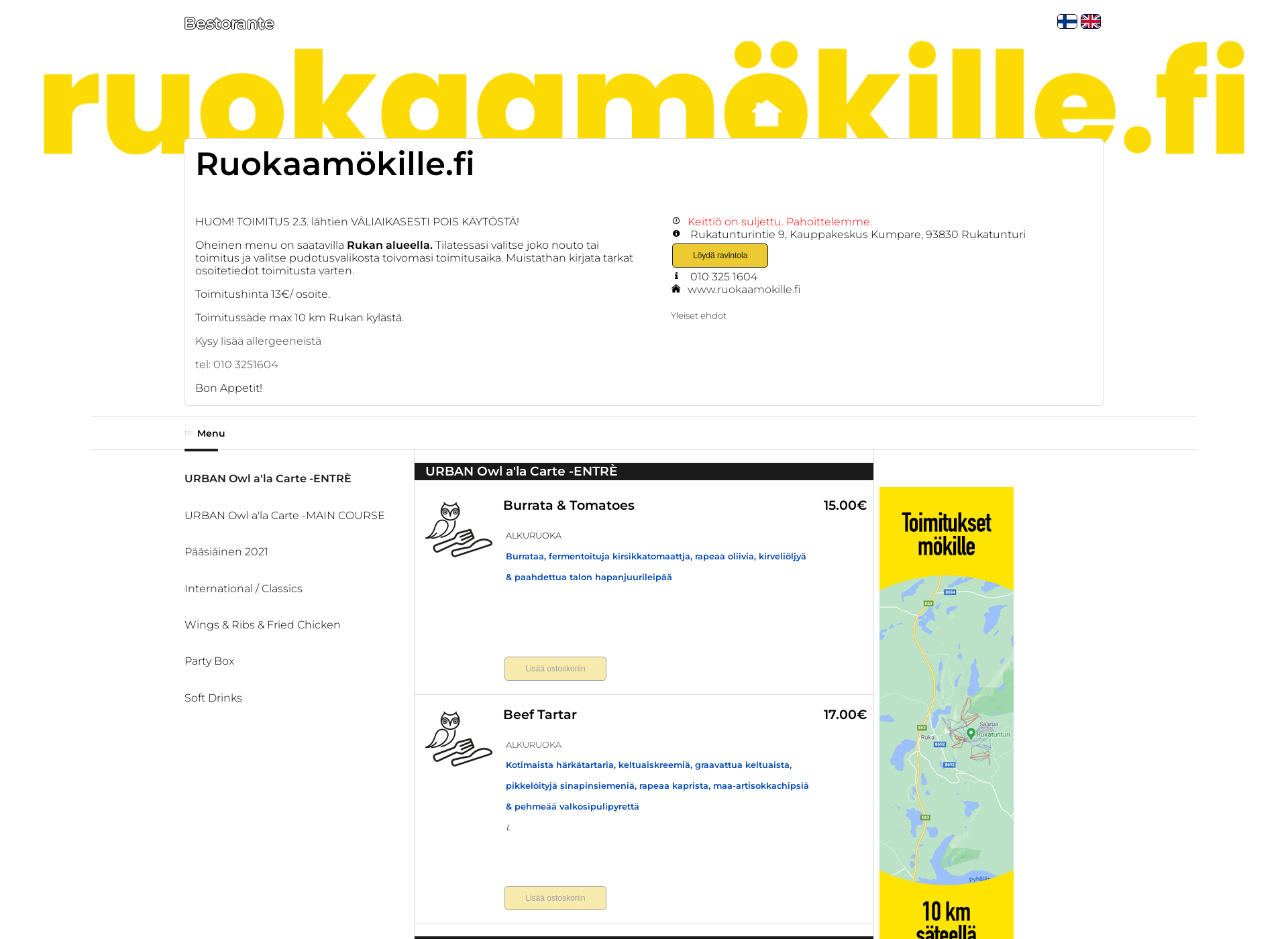 Screenshot for ruokaamökille.fi