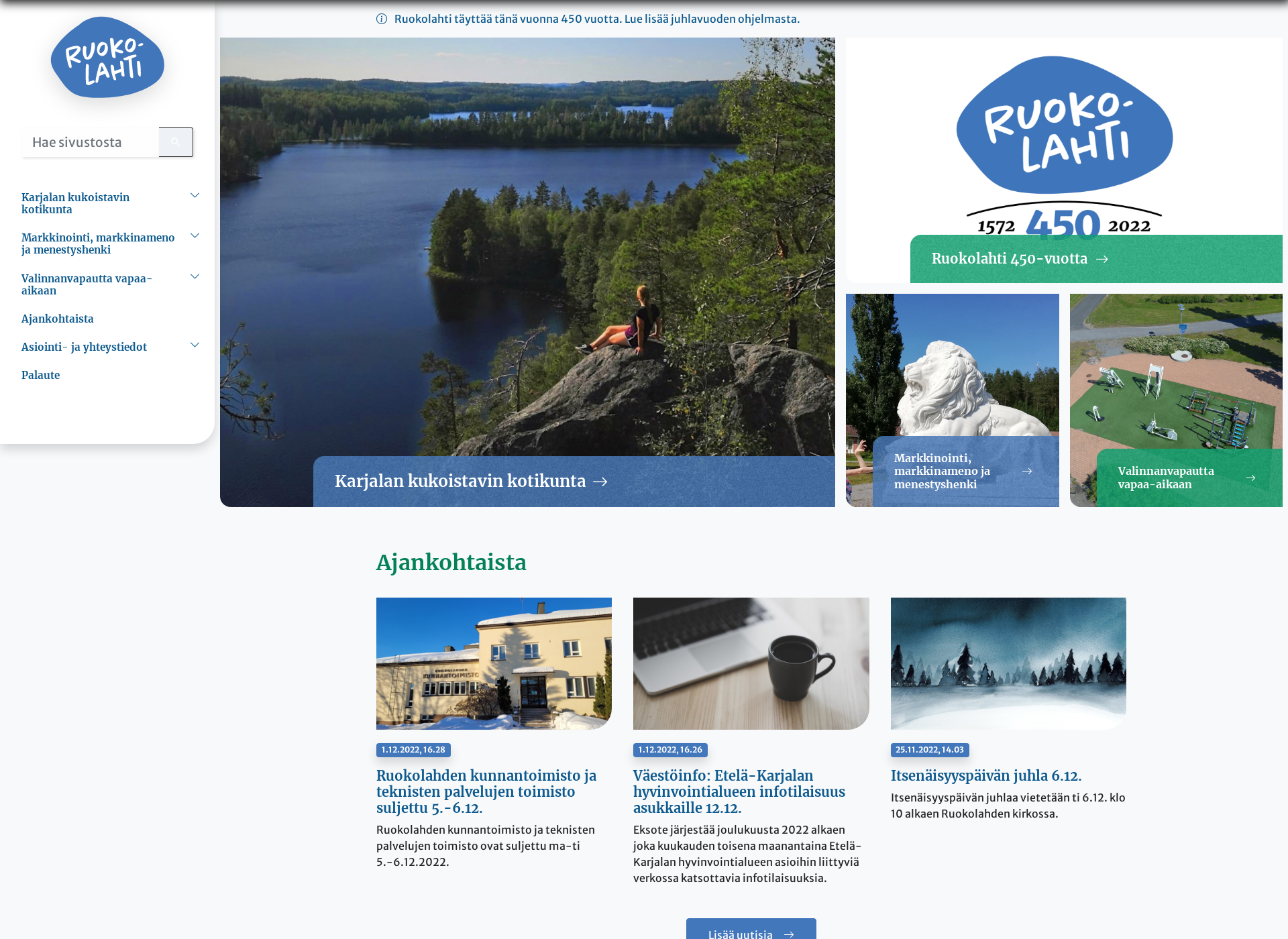 Screenshot for ruokolahti.fi