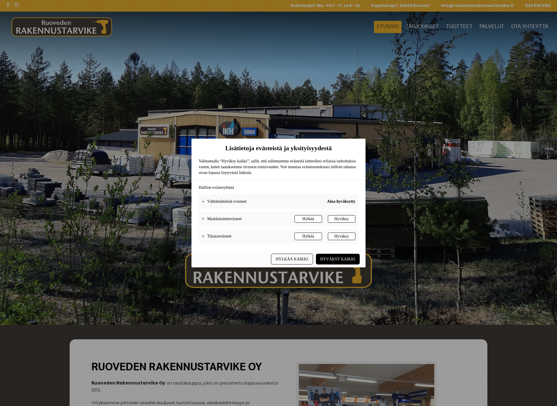 Screenshot for ruovedenrakennustarvike.fi