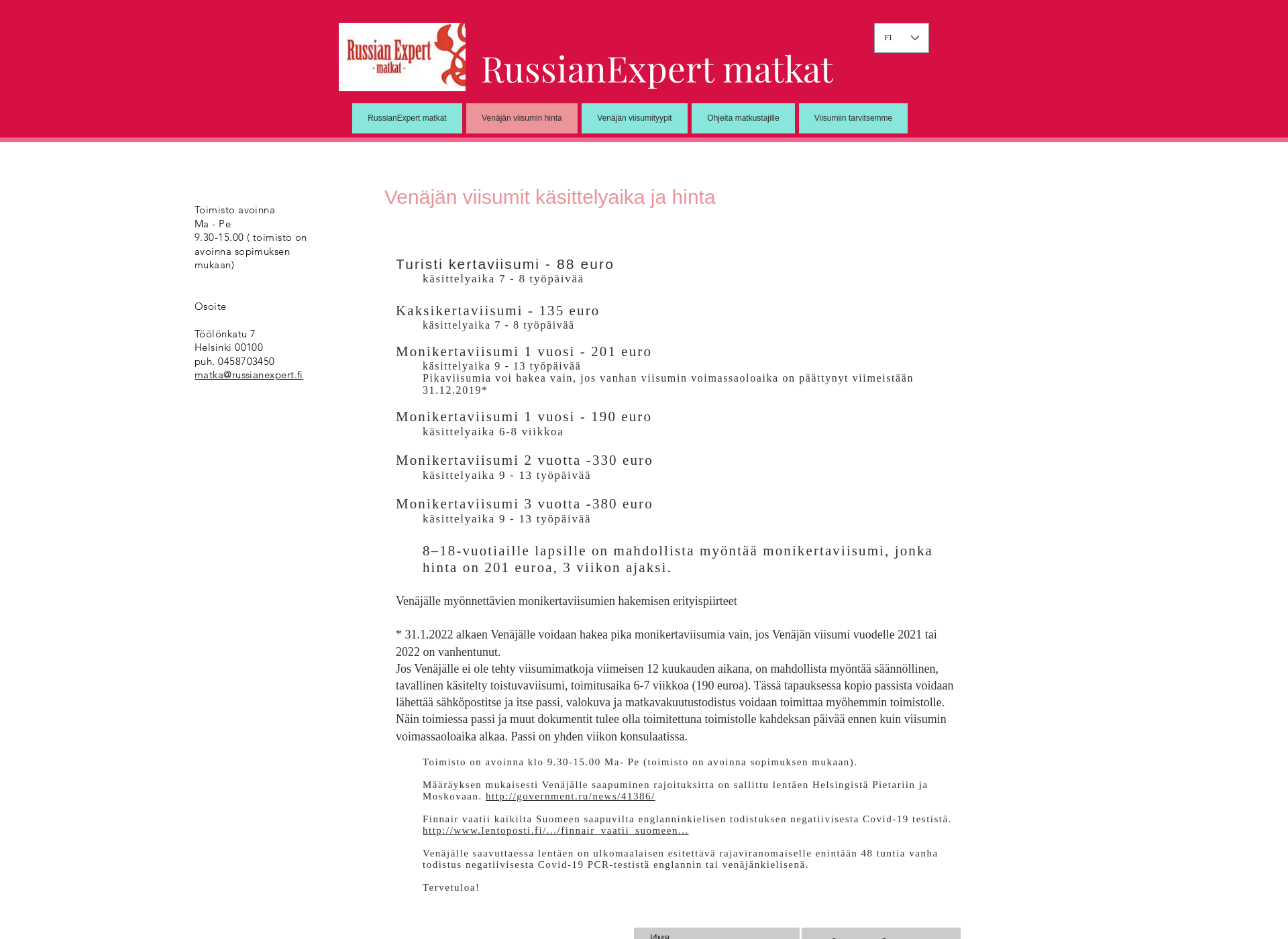 Skärmdump för russianexpert.fi