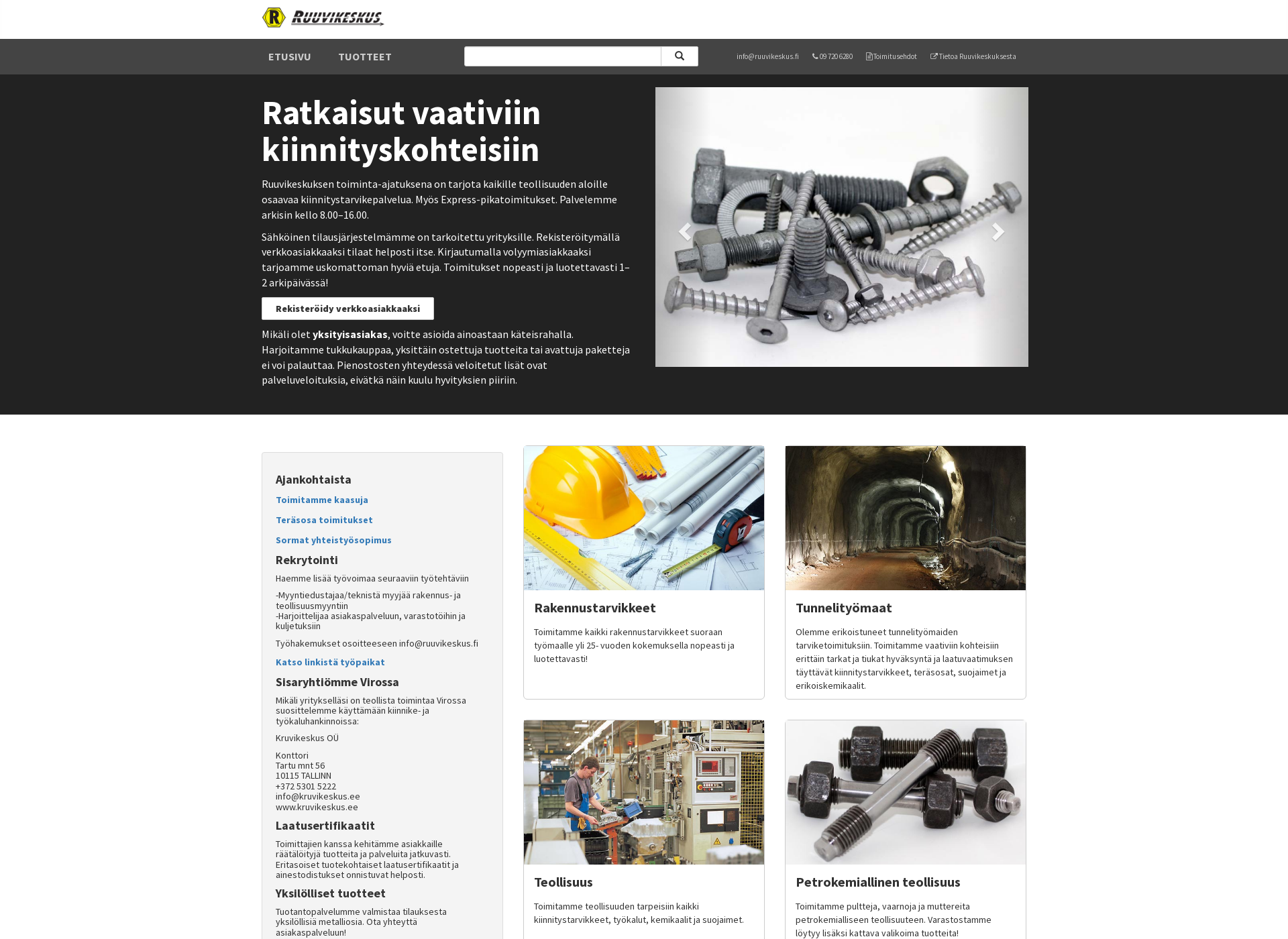Skärmdump för ruuvikeskus.fi