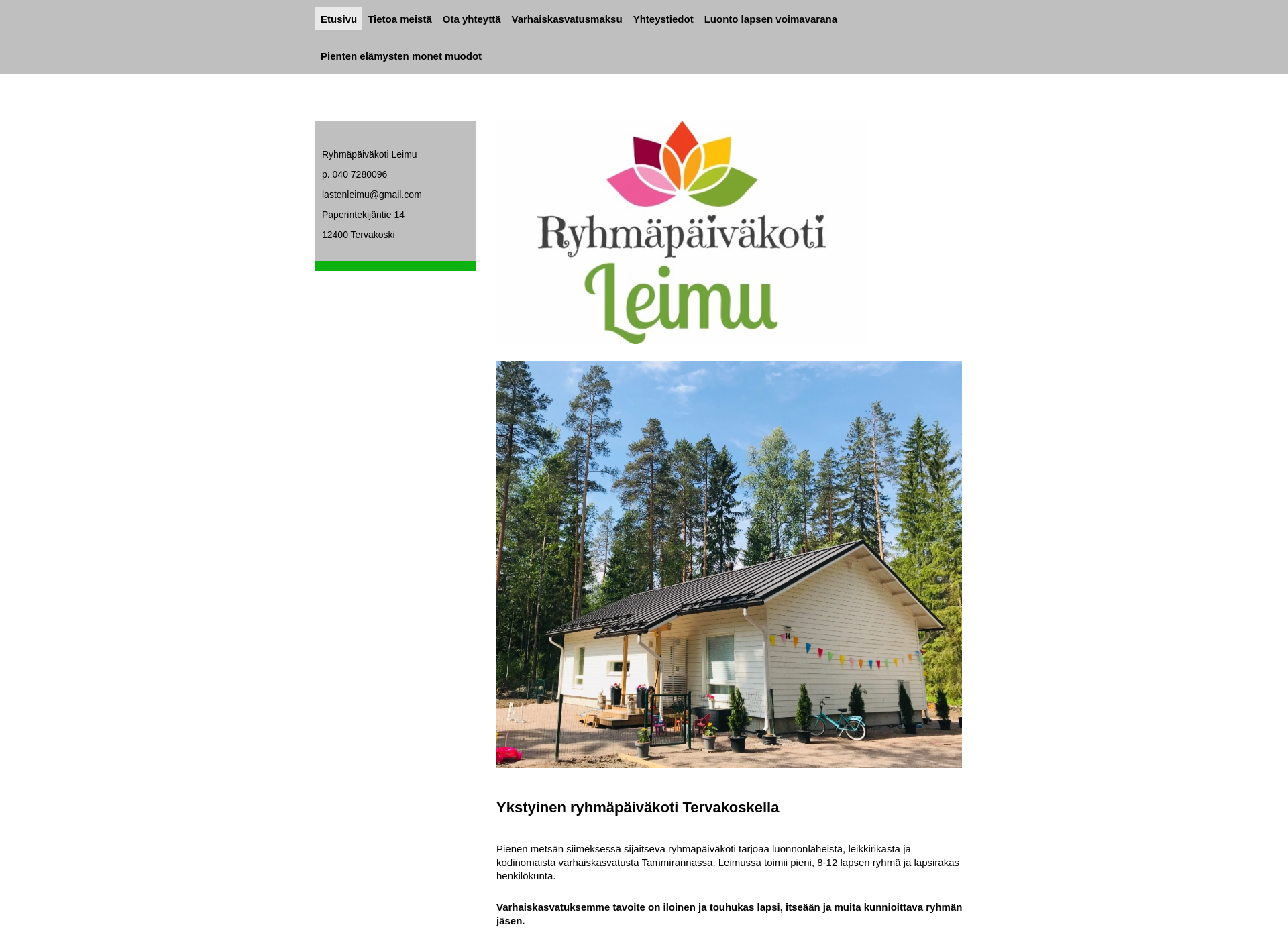 Skärmdump för ryhmapaivakoti-leimu.fi
