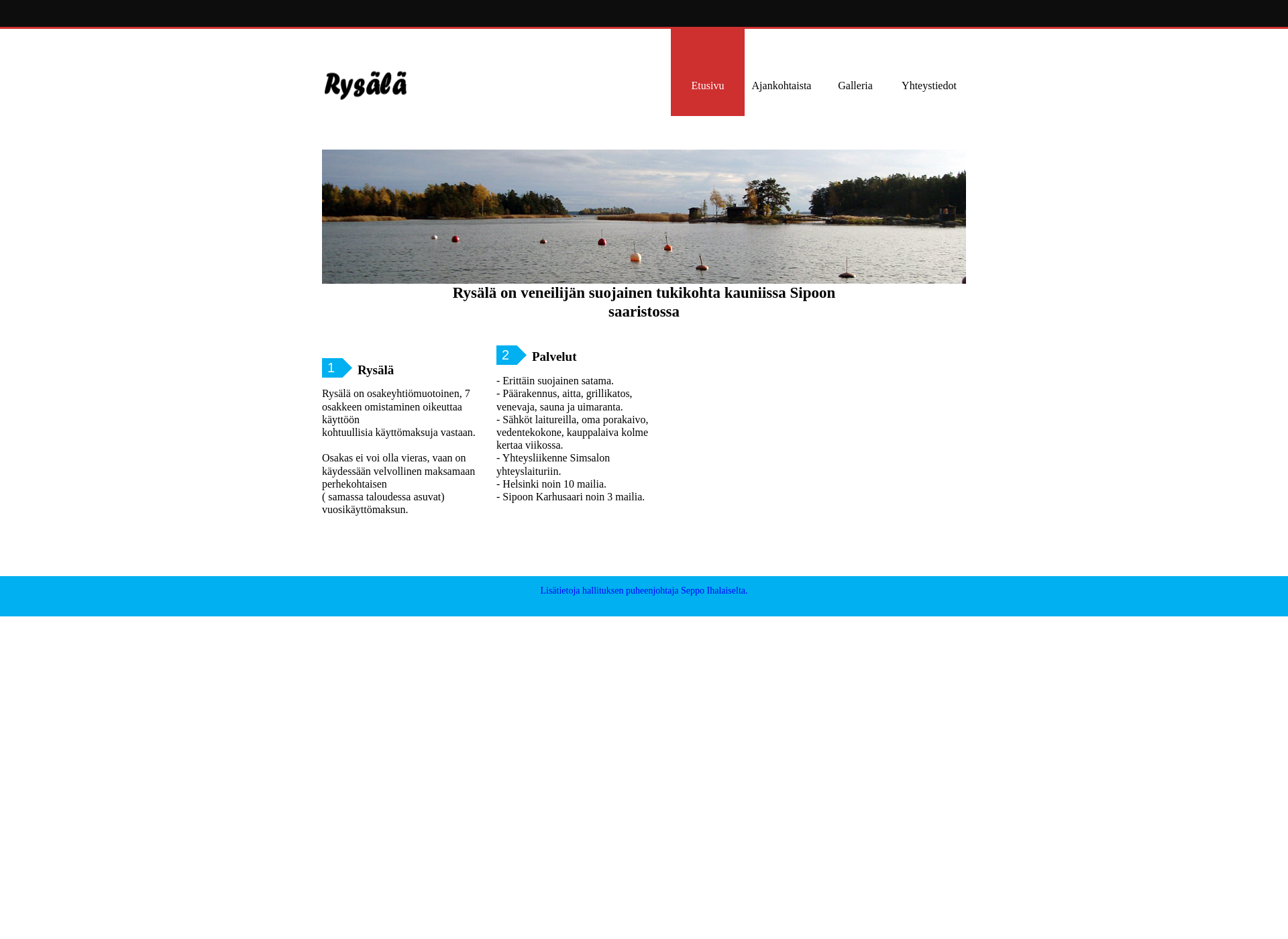 Skärmdump för rysala.fi