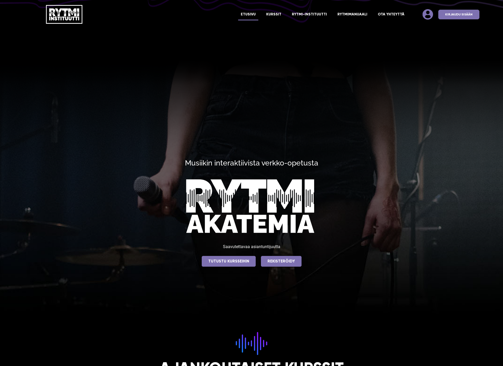 Skärmdump för rytmiakatemia.fi