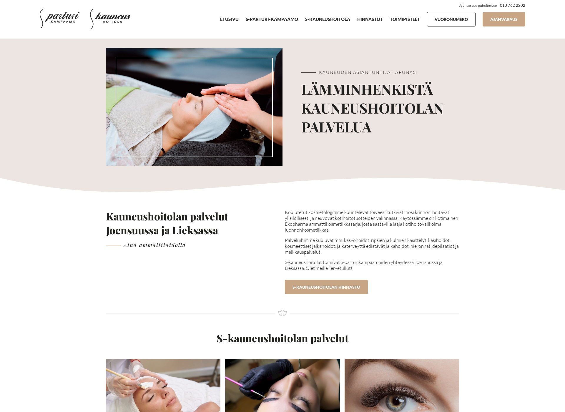 Skärmdump för s-kauneushoitola.fi