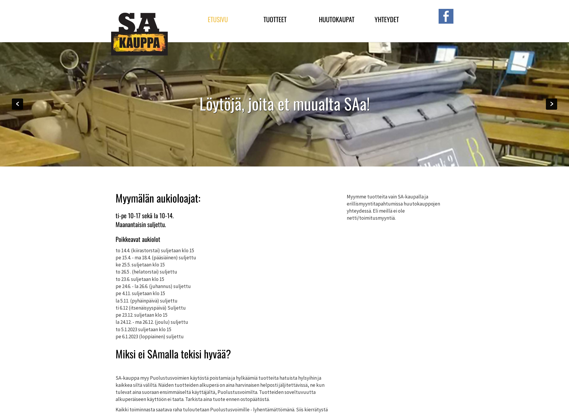 Skärmdump för sa-kauppa.fi