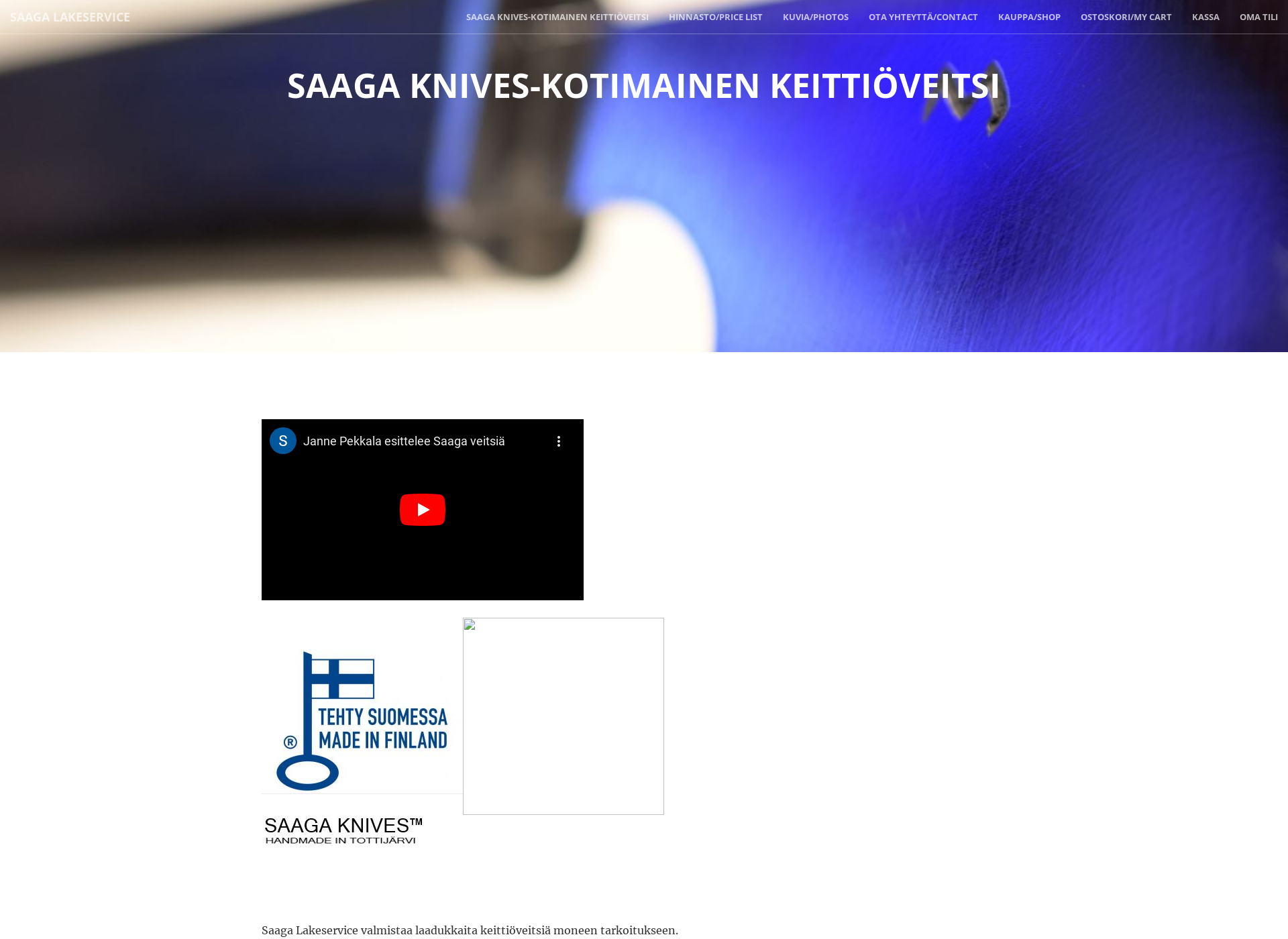 Skärmdump för saagaknives.fi