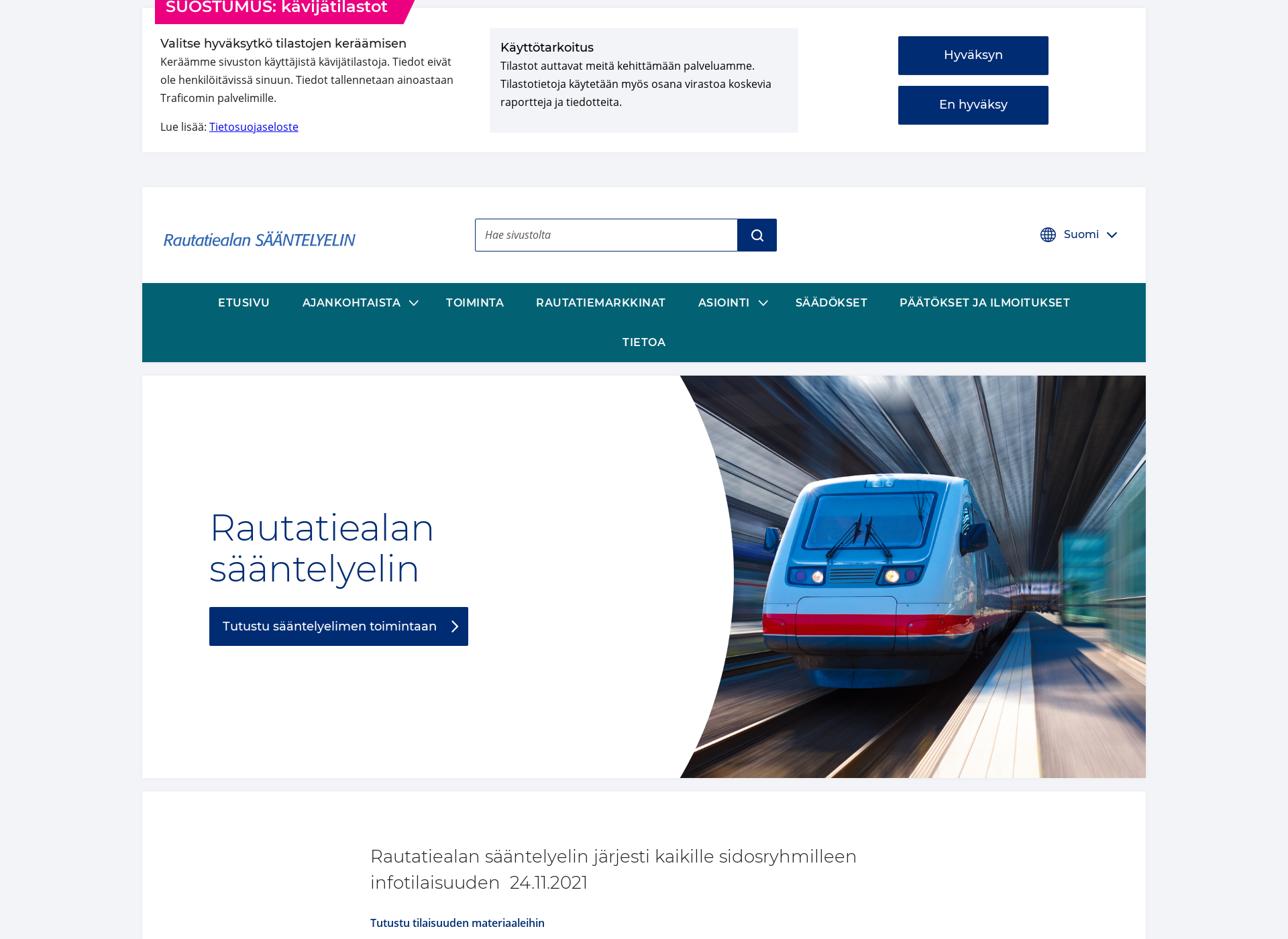 Skärmdump för saantelyelin.fi