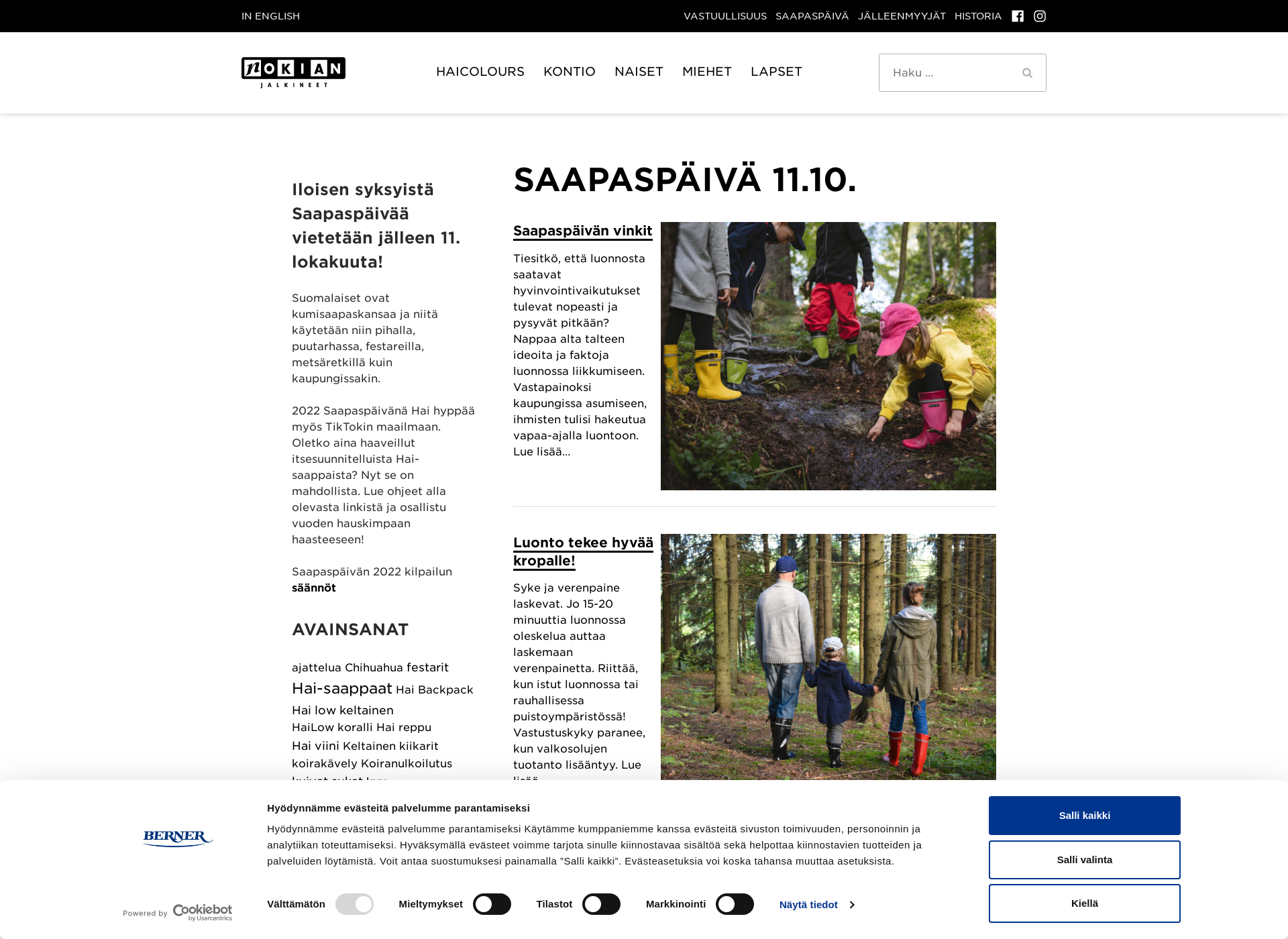 Skärmdump för saapaspaiva.fi