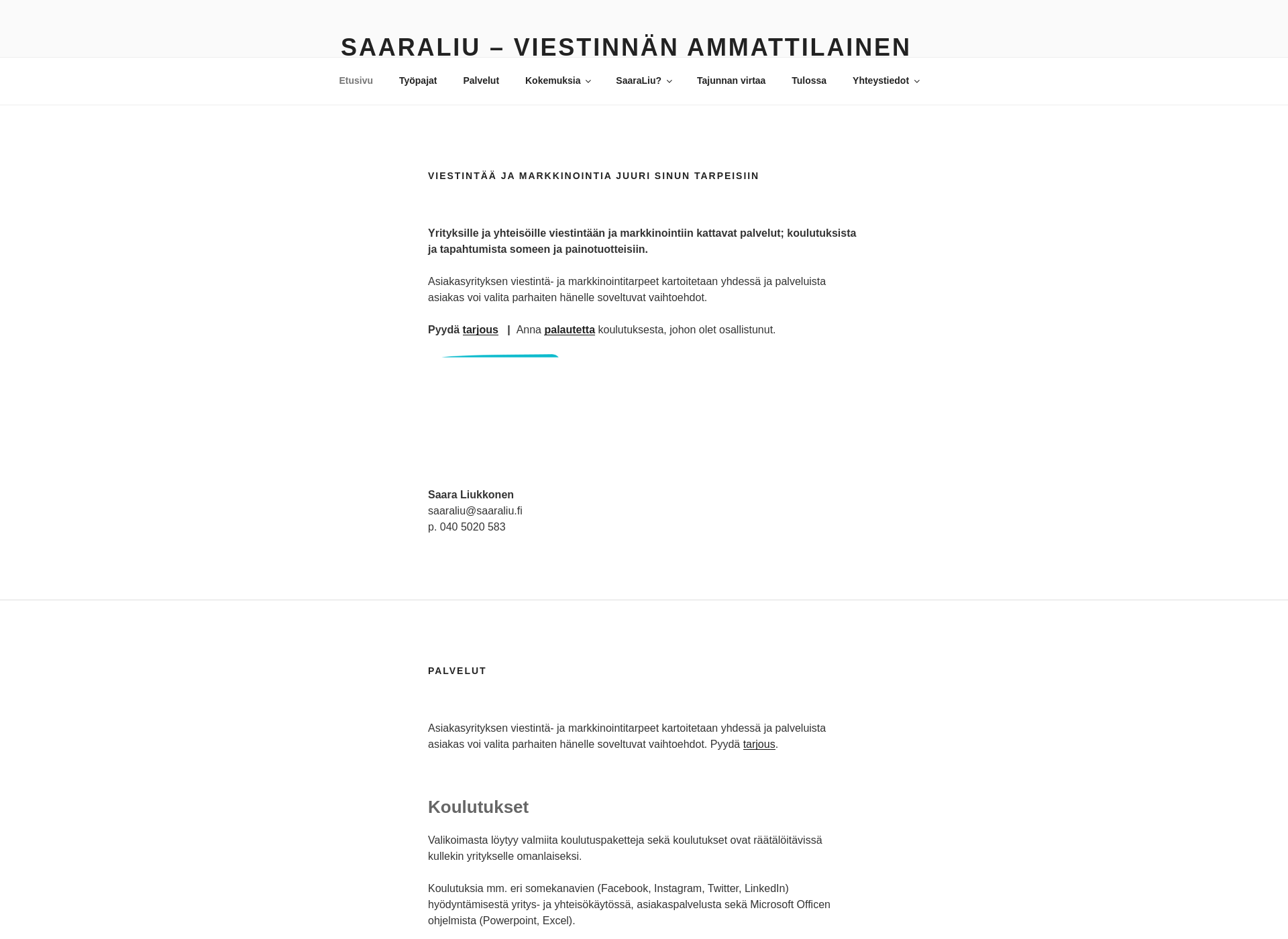 Screenshot for saaraliu.fi